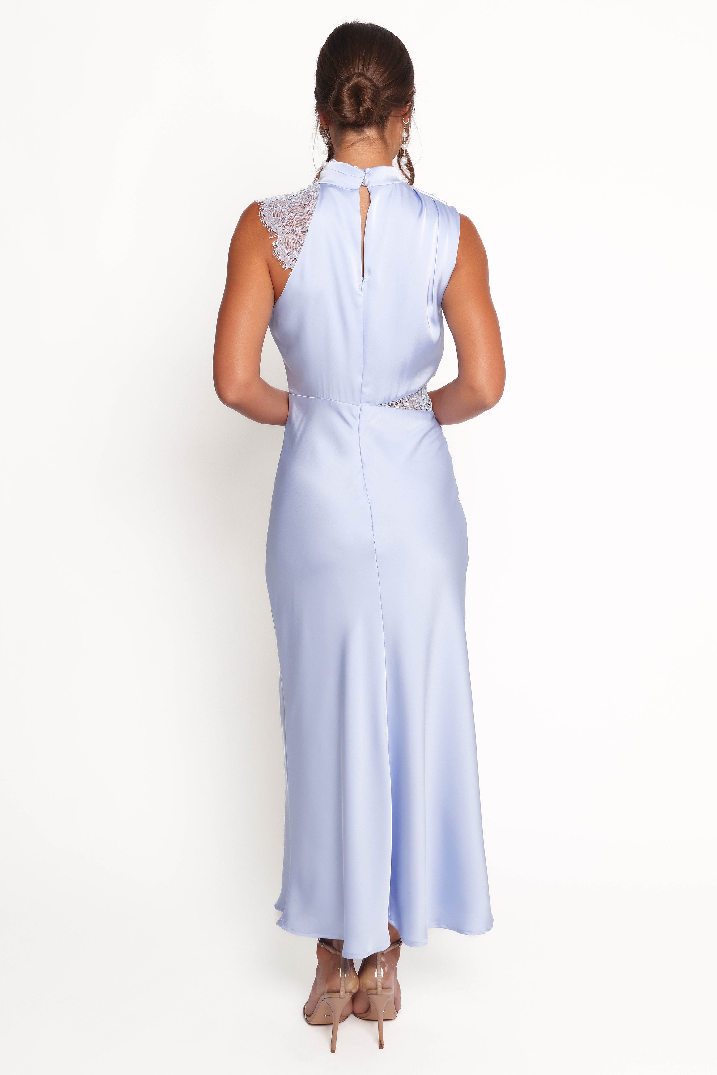 Petal and Pup USA DRESSES Anabelle Halter Neck Lace Maxi Dress - Baby Blue