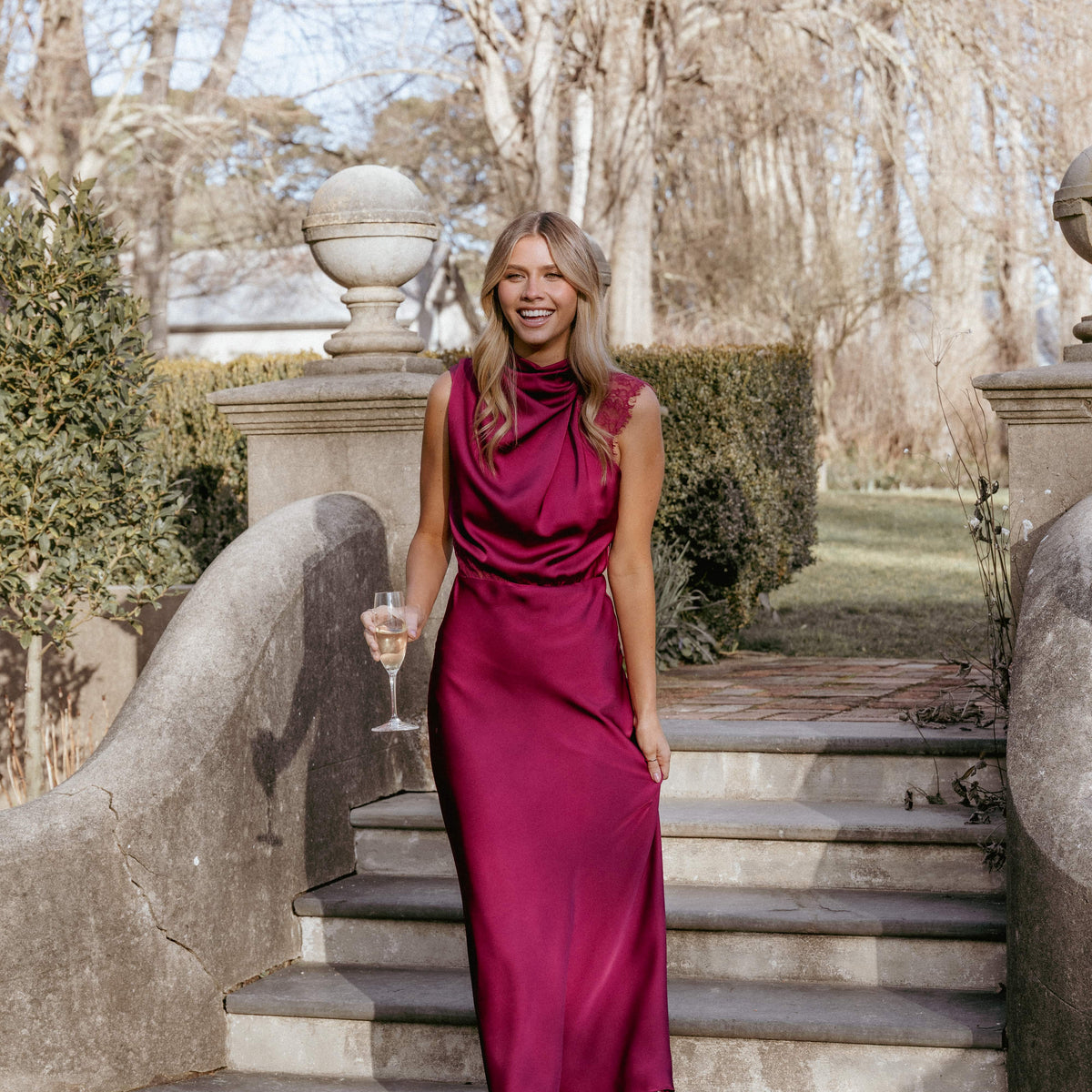 Anabelle Halter Neck Lace Maxi Dress