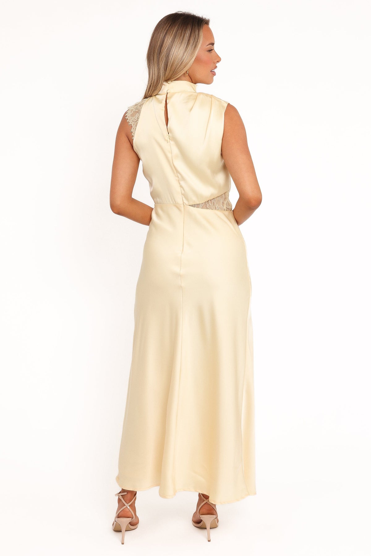 knee length dresses for ladies Anabelle Halter Neck Lace Maxi Dress - Butter Yellow main image 1