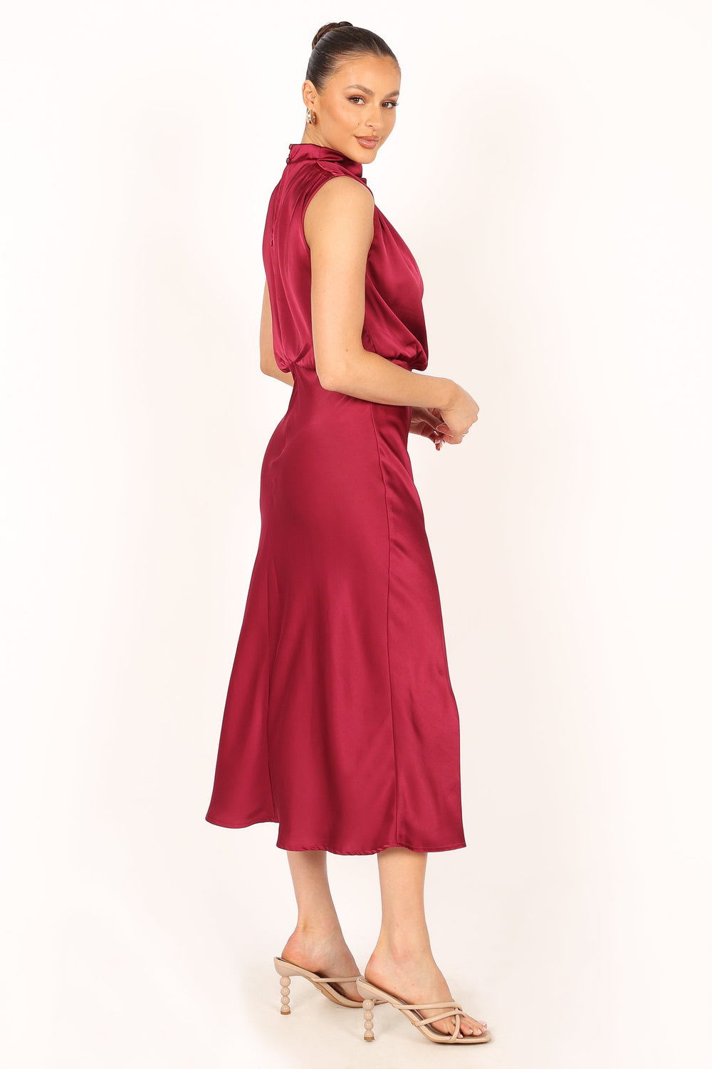 Petal and Pup USA DRESSES Anabelle Halter Neck Maxi Dress - Berry