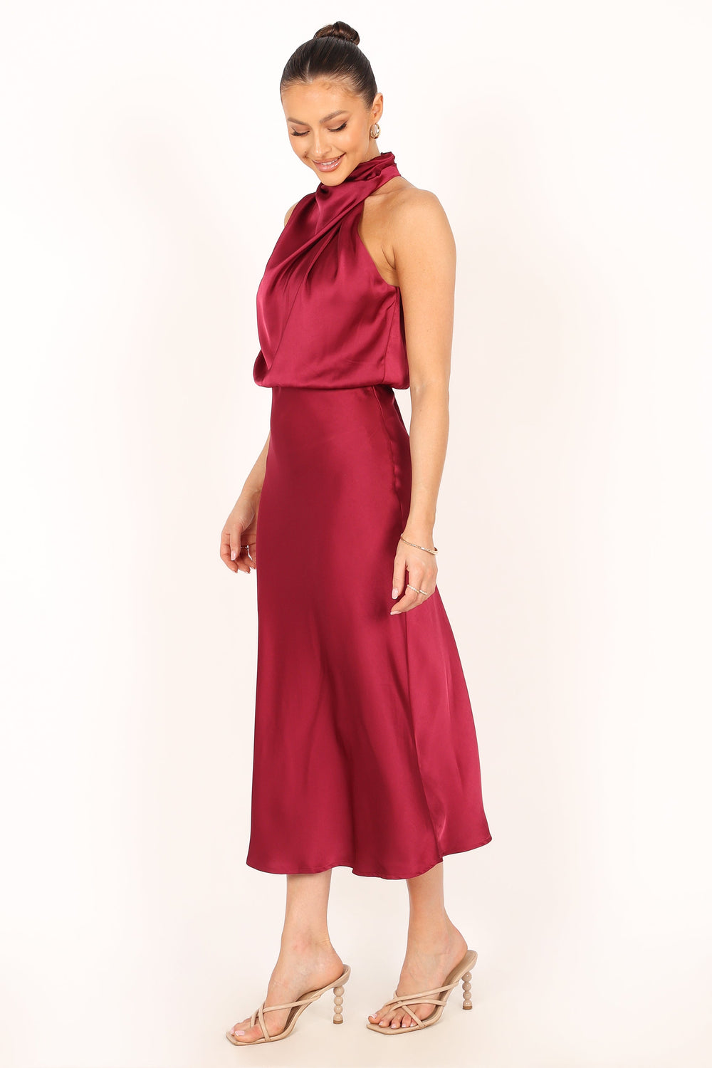 Petal and Pup USA DRESSES Anabelle Halter Neck Maxi Dress - Berry