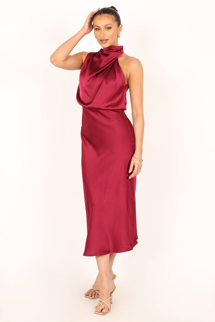 Anabelle Halter Neck Midi Dress Berry Petal & Pup USA