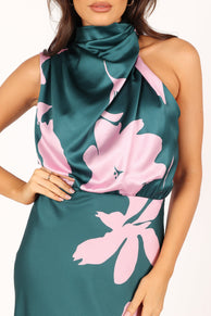 Petal and Pup USA DRESSES Anabelle Halter Neck Maxi Dress - Green Pink