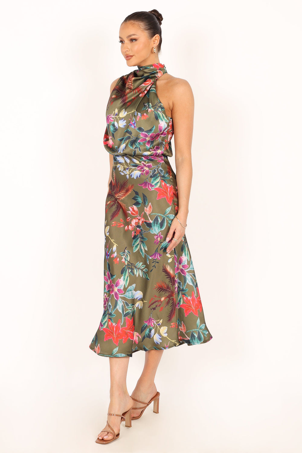 Petal and Pup USA DRESSES Anabelle Halter Neck Maxi Dress - Green Tropical