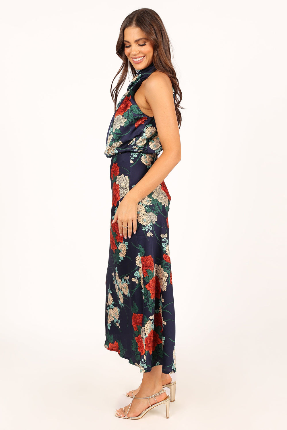 Petal and Pup USA DRESSES Anabelle Halter Neck Maxi Dress - Navy Floral