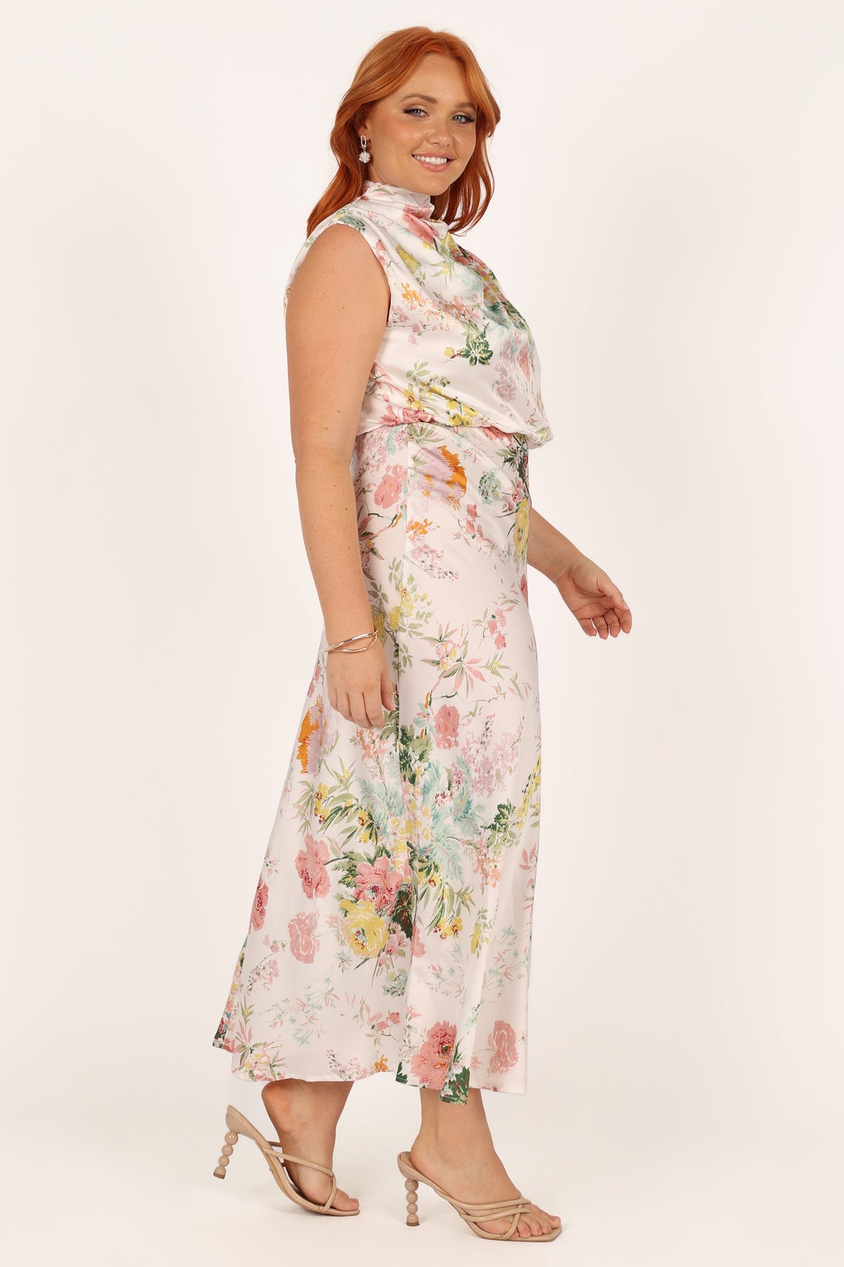 Anabelle Halter Neck Midi Dress - White Floral | Petal & Pup USA