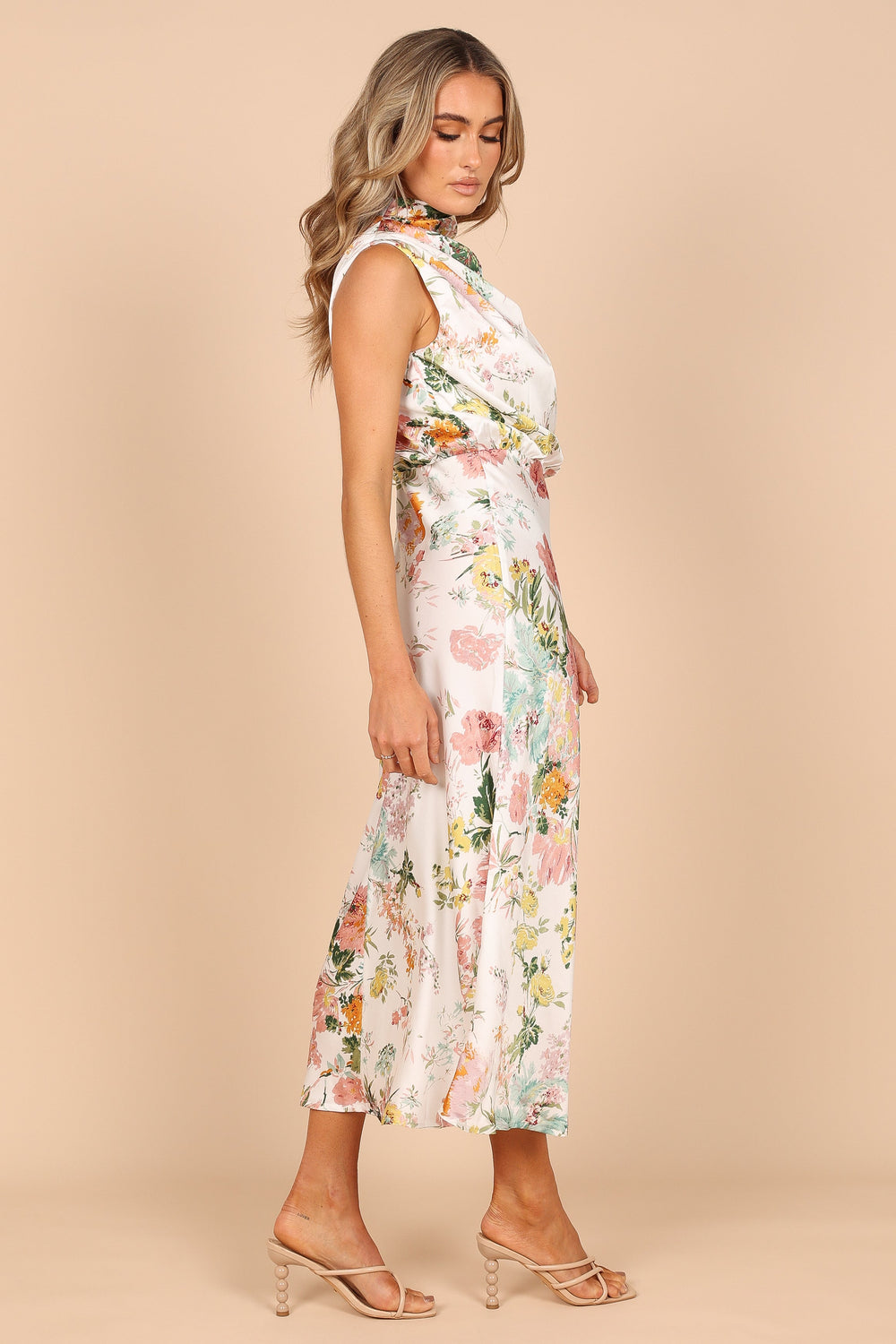 Petal and Pup USA DRESSES Anabelle Halter Neck Maxi Dress - White Floral