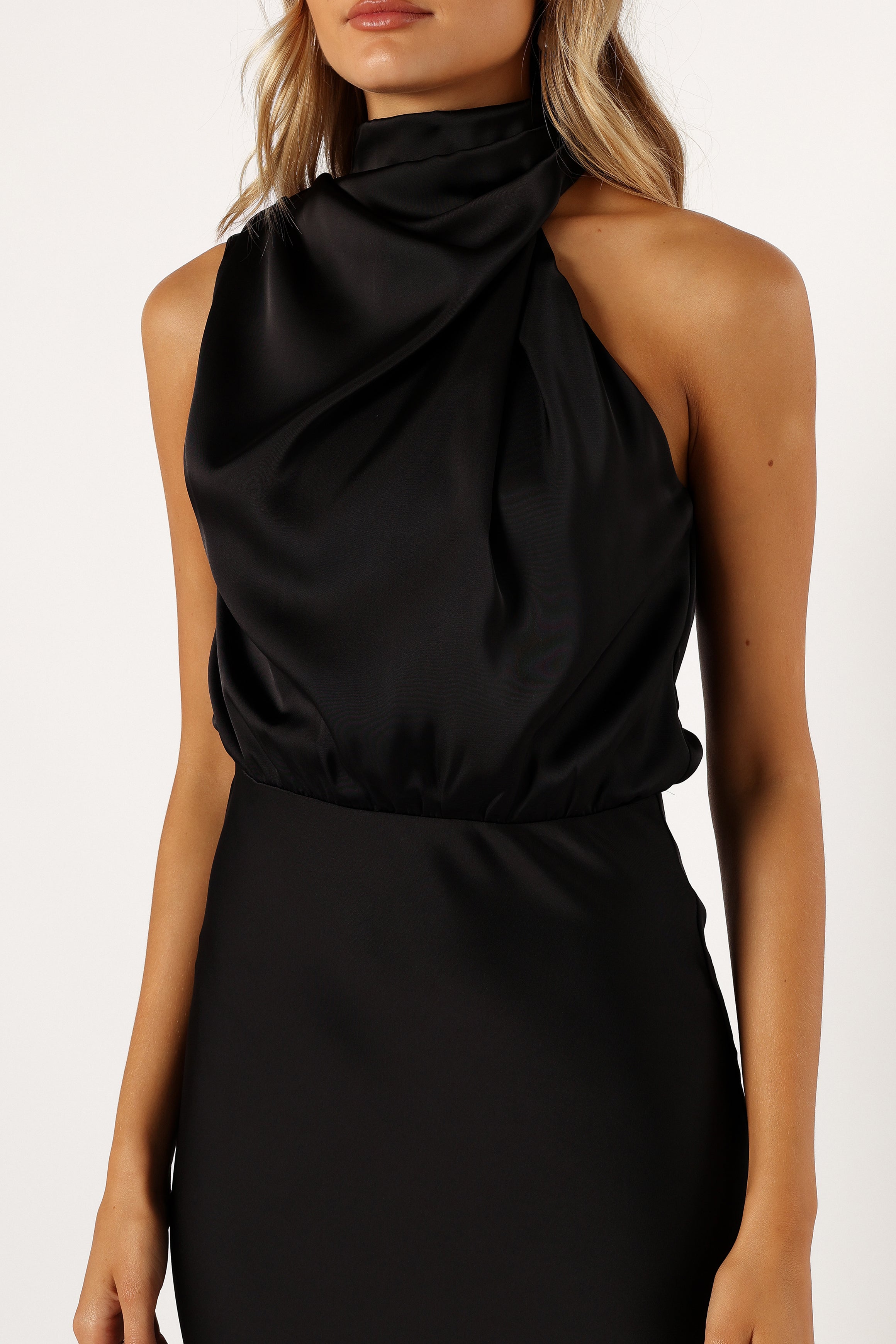 Petal and Pup USA DRESSES Anabelle Halter Neck Midi Dress - Black