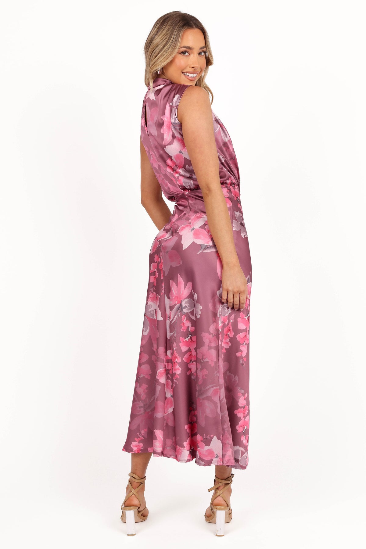 Anabelle Halter Neck Midi Dress - Dark Rose Floral | Petal & Pup USA