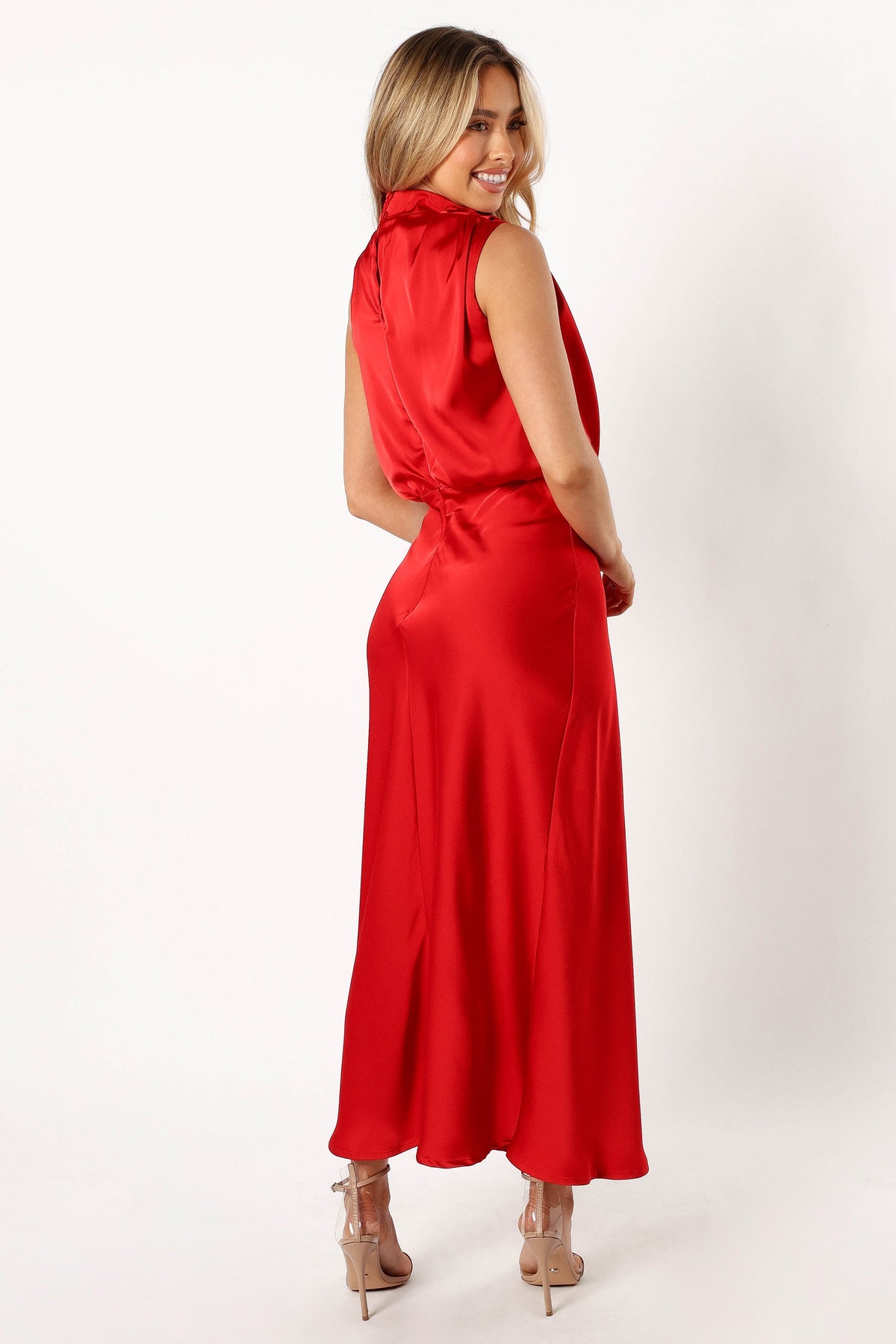 Anabelle Halter Neck Midi Dress - Red | Petal & Pup USA Anabelle Halter Neck Midi Dress - Red | Petal & Pup USA