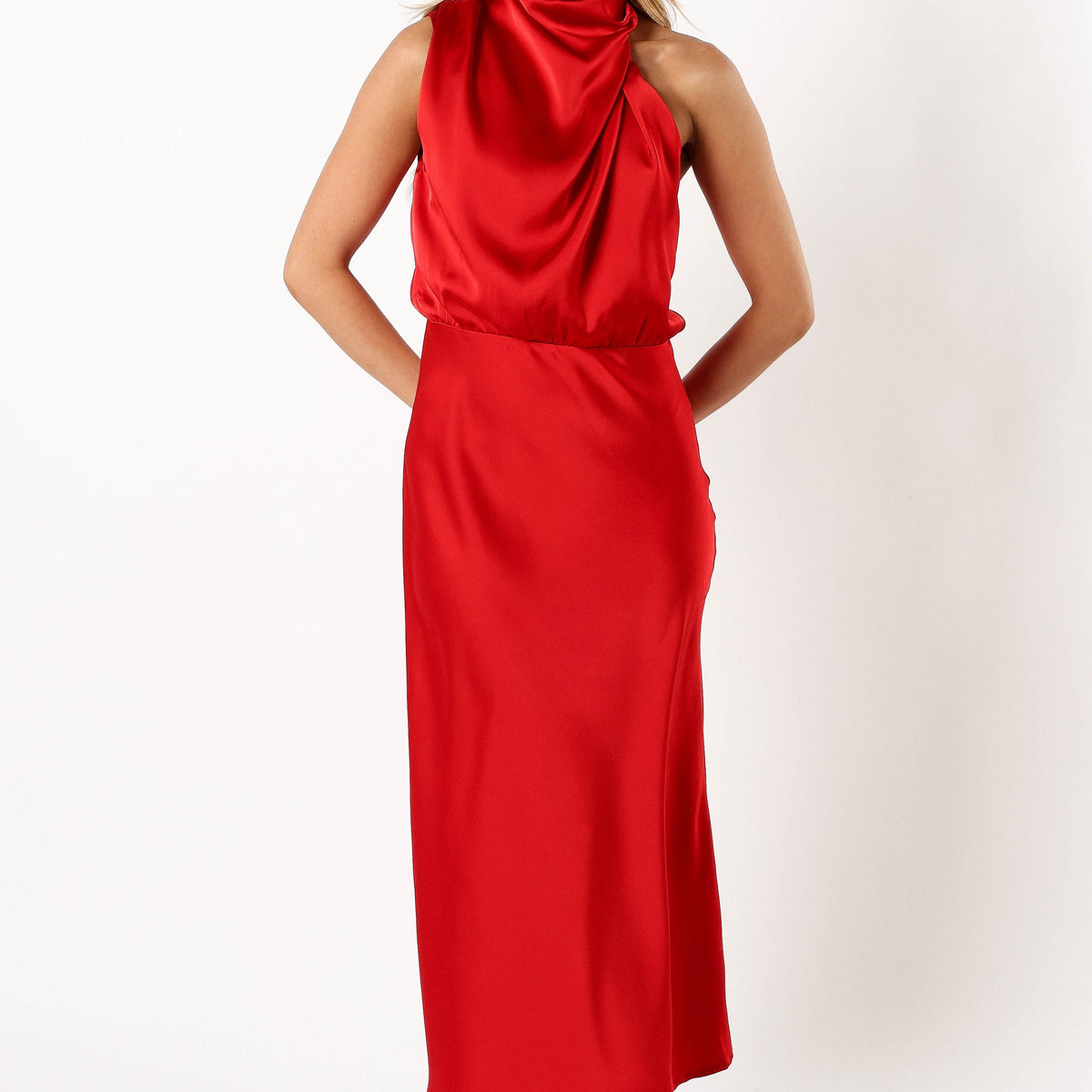 Anabelle Halter Neck Midi Dress - Red | Petal & Pup USA Anabelle Halter Neck Midi Dress - Red | Petal & Pup USA