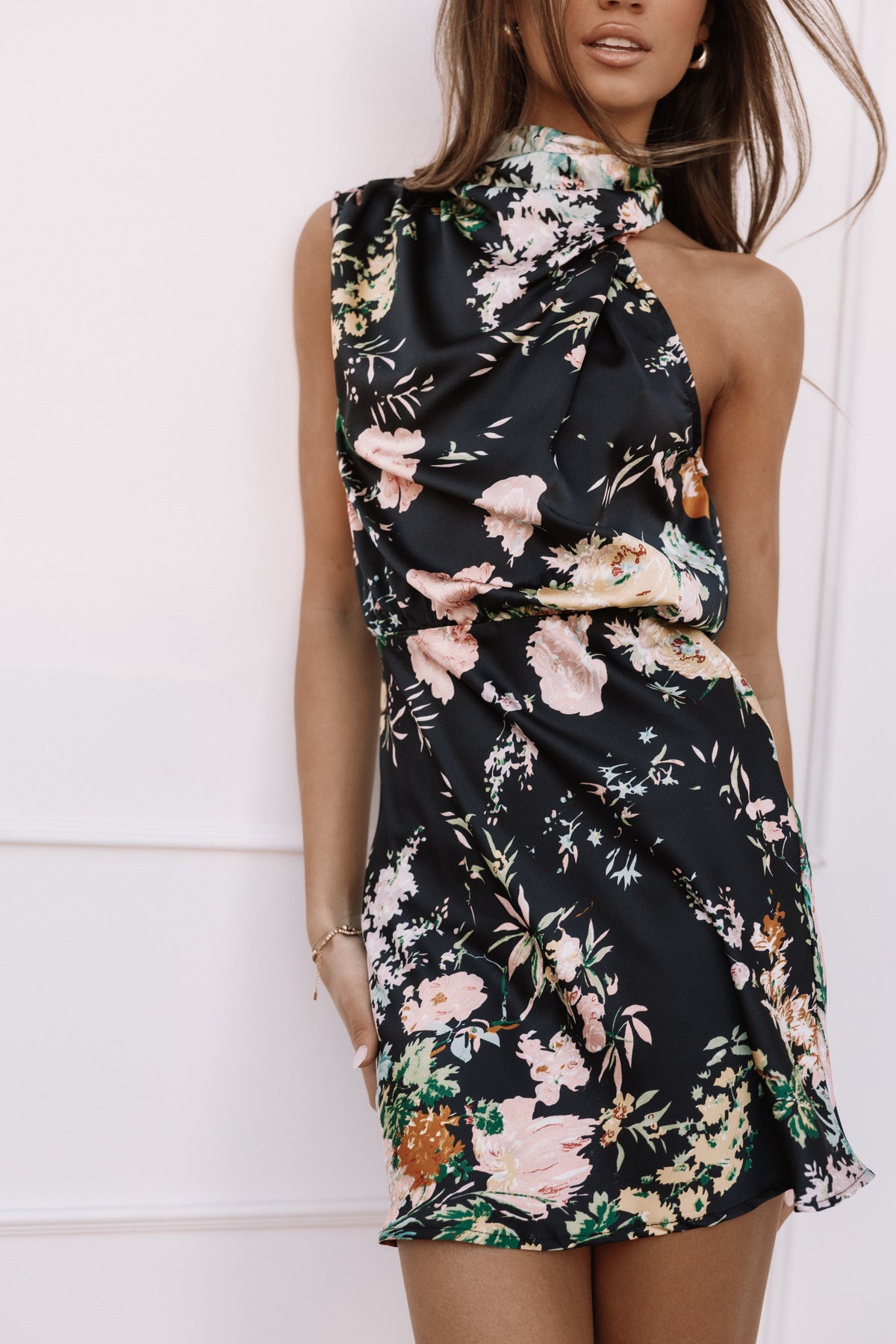 Anabelle Halter Neck Mini Dress - Black Floral, S, Petal & Pup Anabelle Halter Neck Mini Dress - Black Floral, S, Petal & Pup