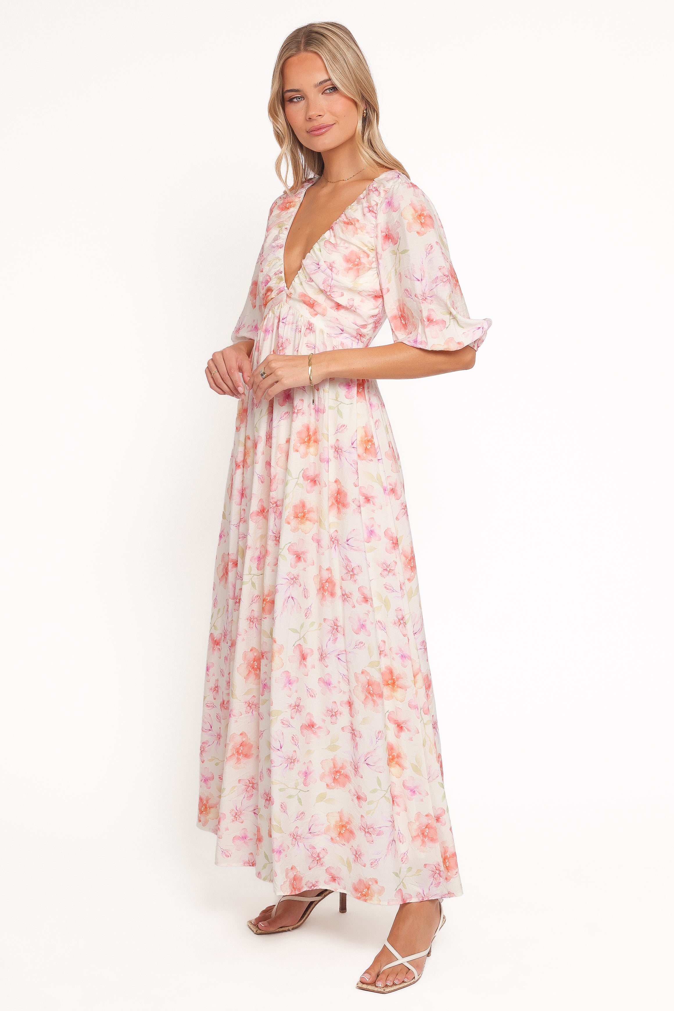 Petal and Pup USA DRESSES Andara Maxi Dress - White Floral