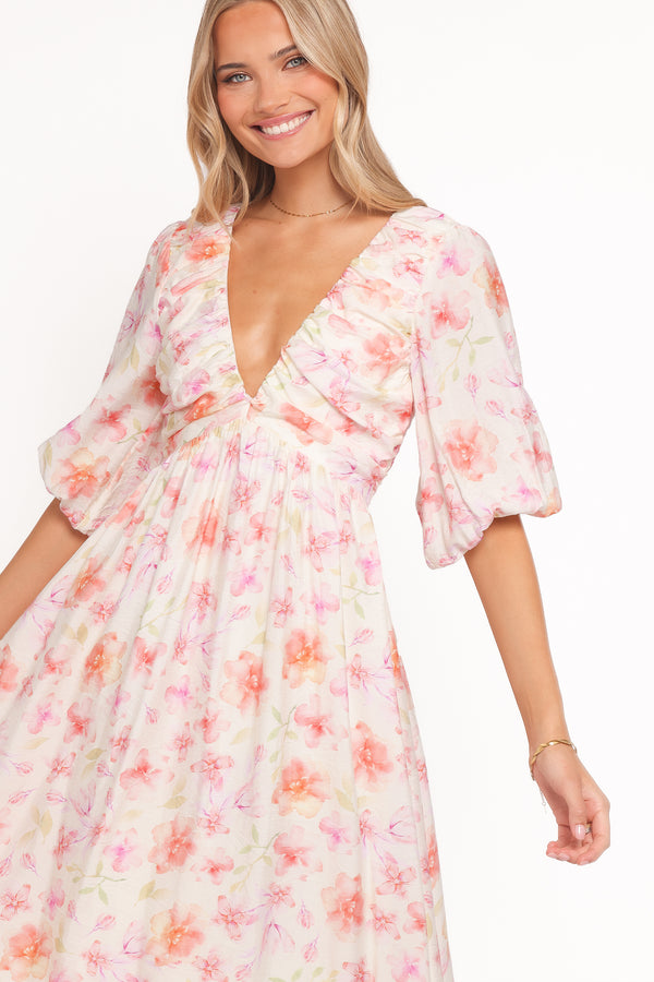 Petal and Pup USA DRESSES Andara Maxi Dress - White Floral