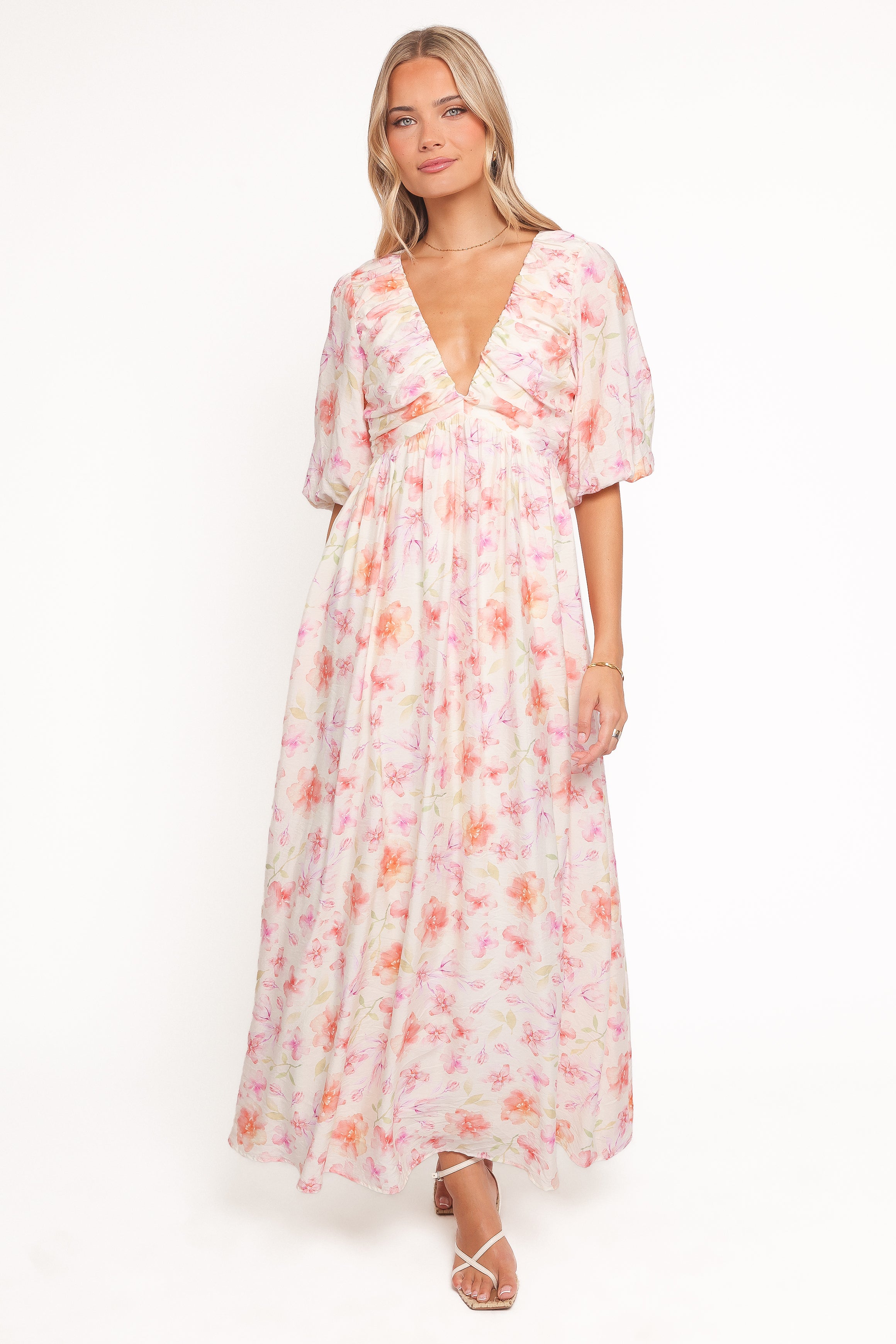 Petal and Pup USA DRESSES Andara Maxi Dress - White Floral