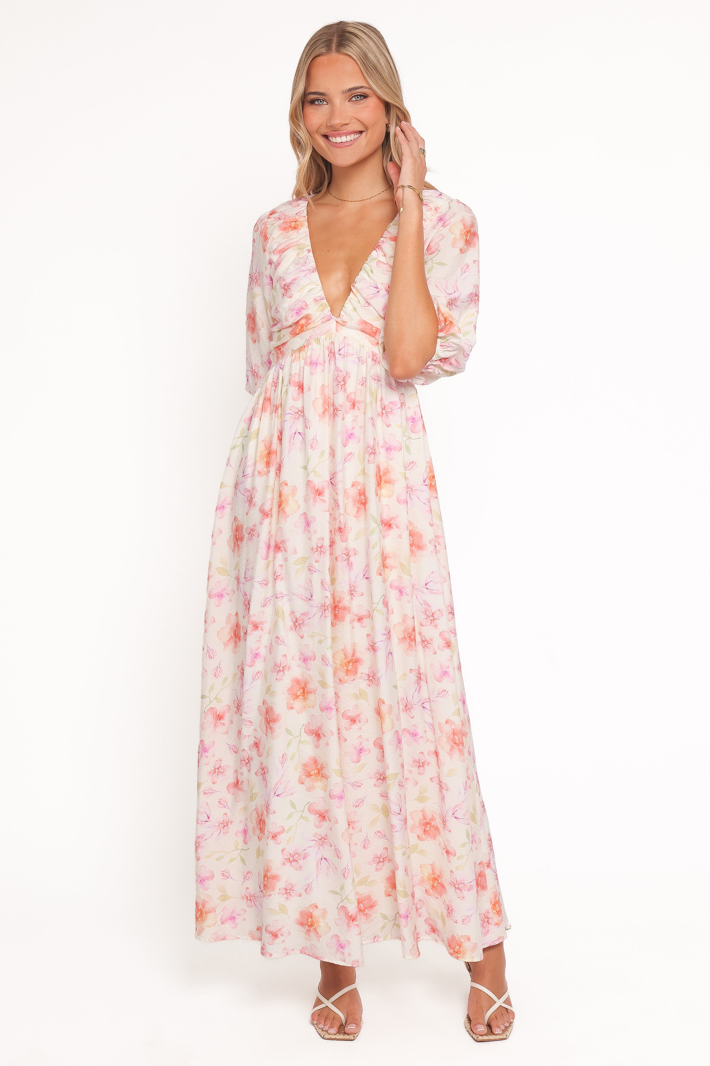 Petal and Pup USA DRESSES Andara Maxi Dress - White Floral