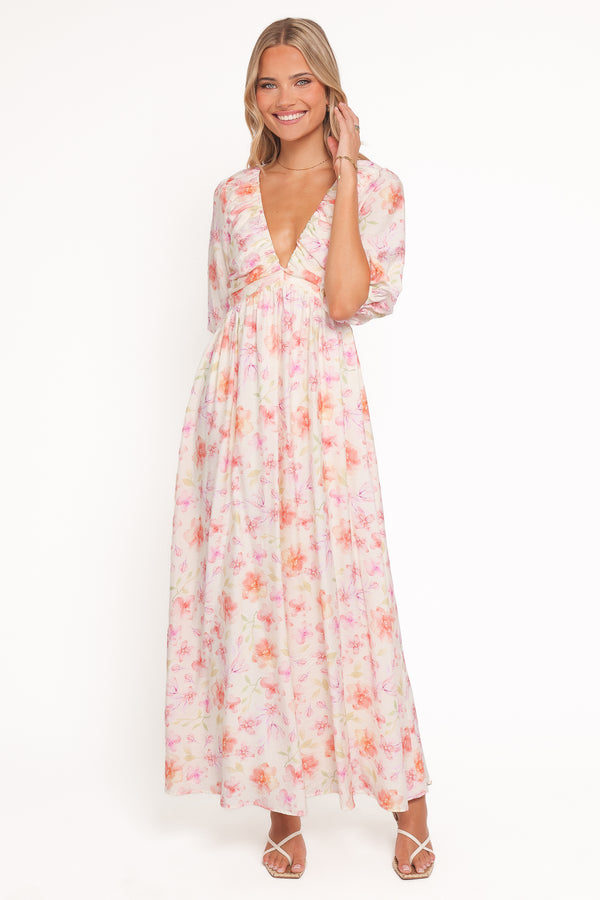 Petal and Pup USA DRESSES Andara Maxi Dress - White Floral