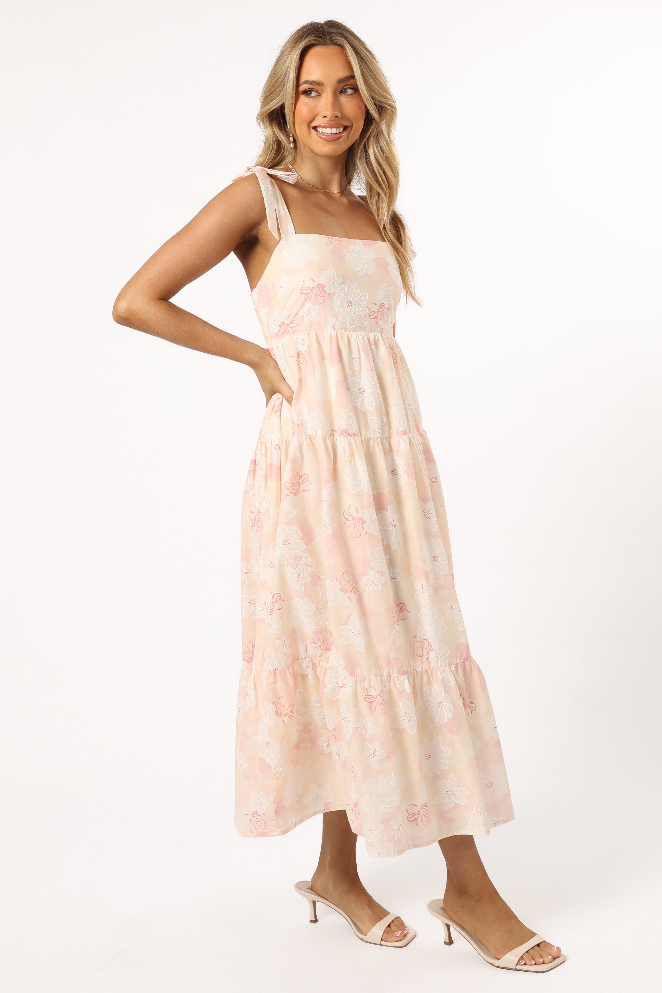 Petal and Pup USA DRESSES Andi Midi Dress - Pink White Floral