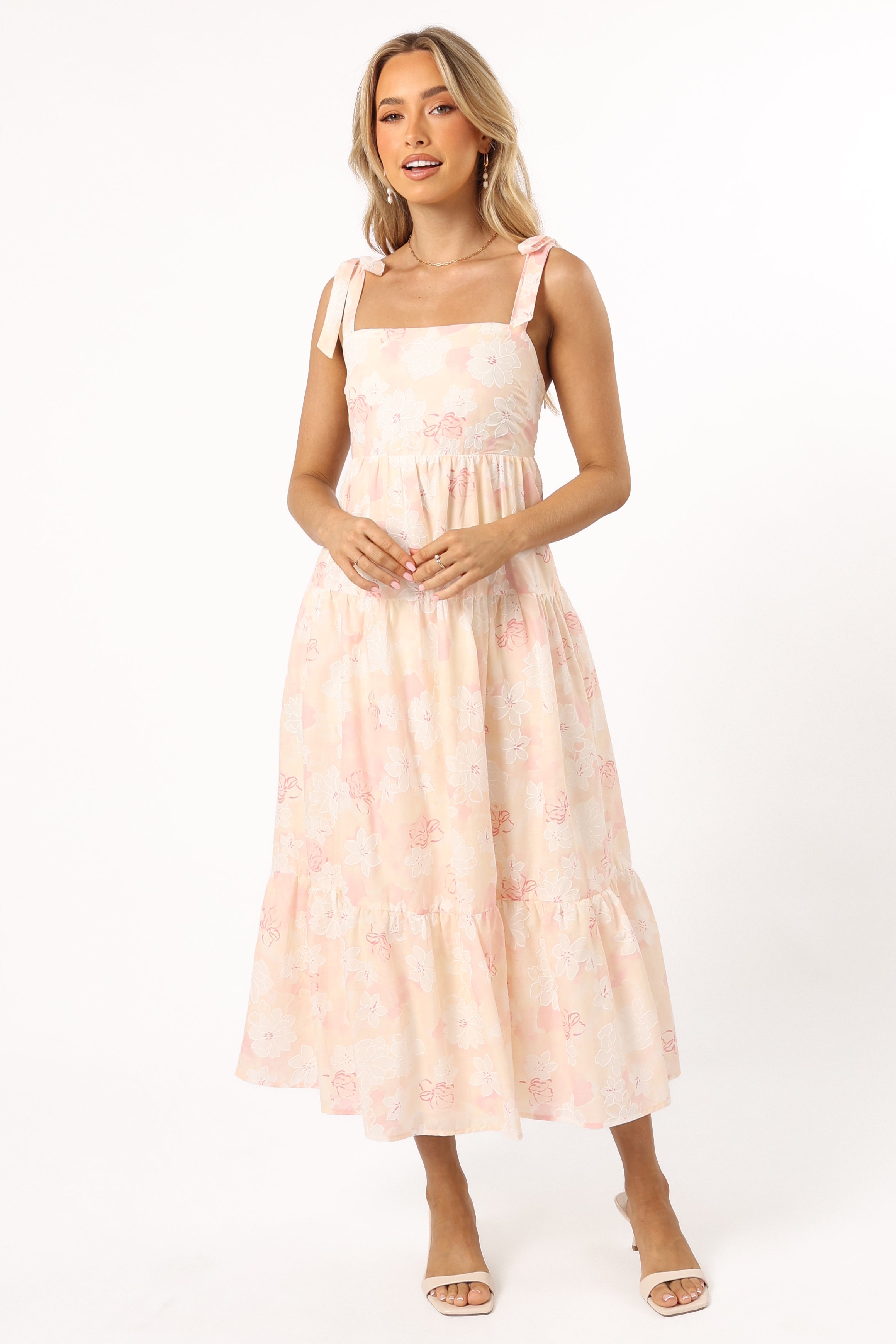 Petal and Pup USA DRESSES Andi Midi Dress - Pink White Floral