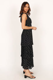 Petal and Pup USA DRESSES Andromeda Midi Dress - Black White Polka Dot