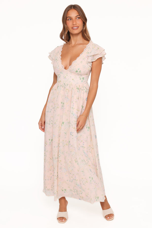 Petal and Pup USA DRESSES Angelica Midi Dress - Pastel Pink Floral