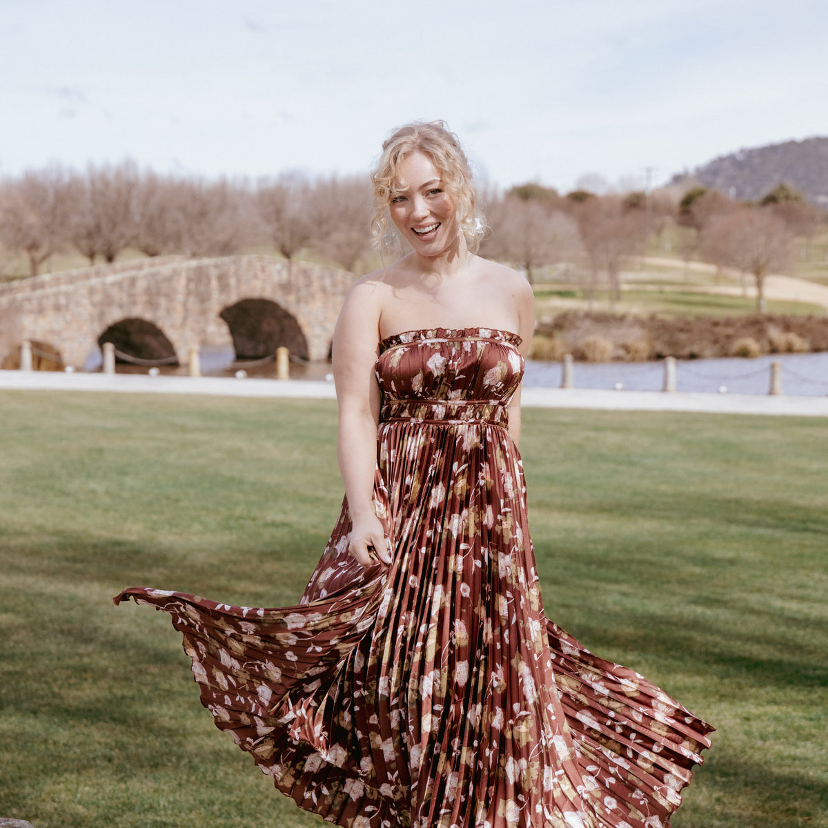 Angelique Strapless Maxi Dress - Brown Floral | Petal & Pup USA Angelique Strapless Maxi Dress - Brown Floral | Petal & Pup USA
