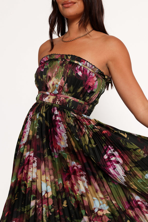 Angelique Strapless Maxi Dress - Grey Blurred Floral | Petal & Pup USA Angelique Strapless Maxi Dress - Grey Blurred Floral | Petal & Pup USA