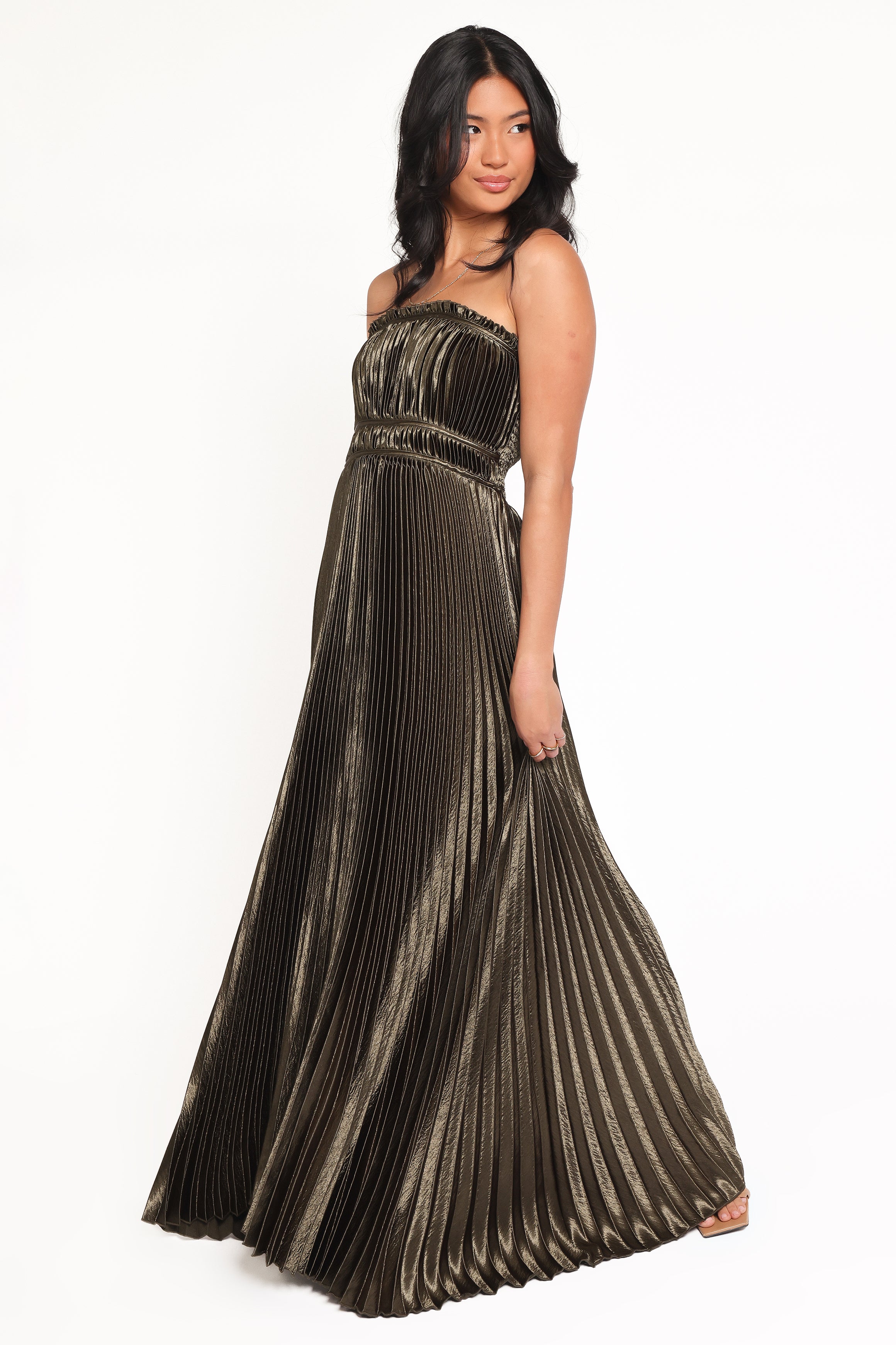 Petal and Pup USA DRESSES Angelique Strapless Maxi Dress - Olive