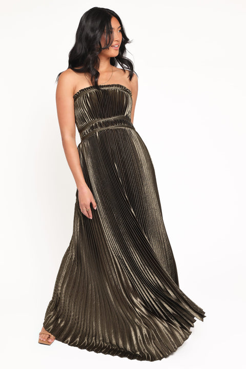 angelique satin maxi dress Petal and Pup Women's Angelique Strapless Maxi Dress