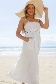 Petal and Pup USA DRESSES Angelus Midi Dress - White (Hold for Rack)