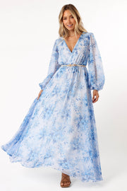 Petal and Pup USA DRESSES Anisa Maxi Dress - Blue Floral