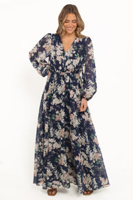 Petal and Pup USA DRESSES Anisa Maxi Dress - Navy Floral