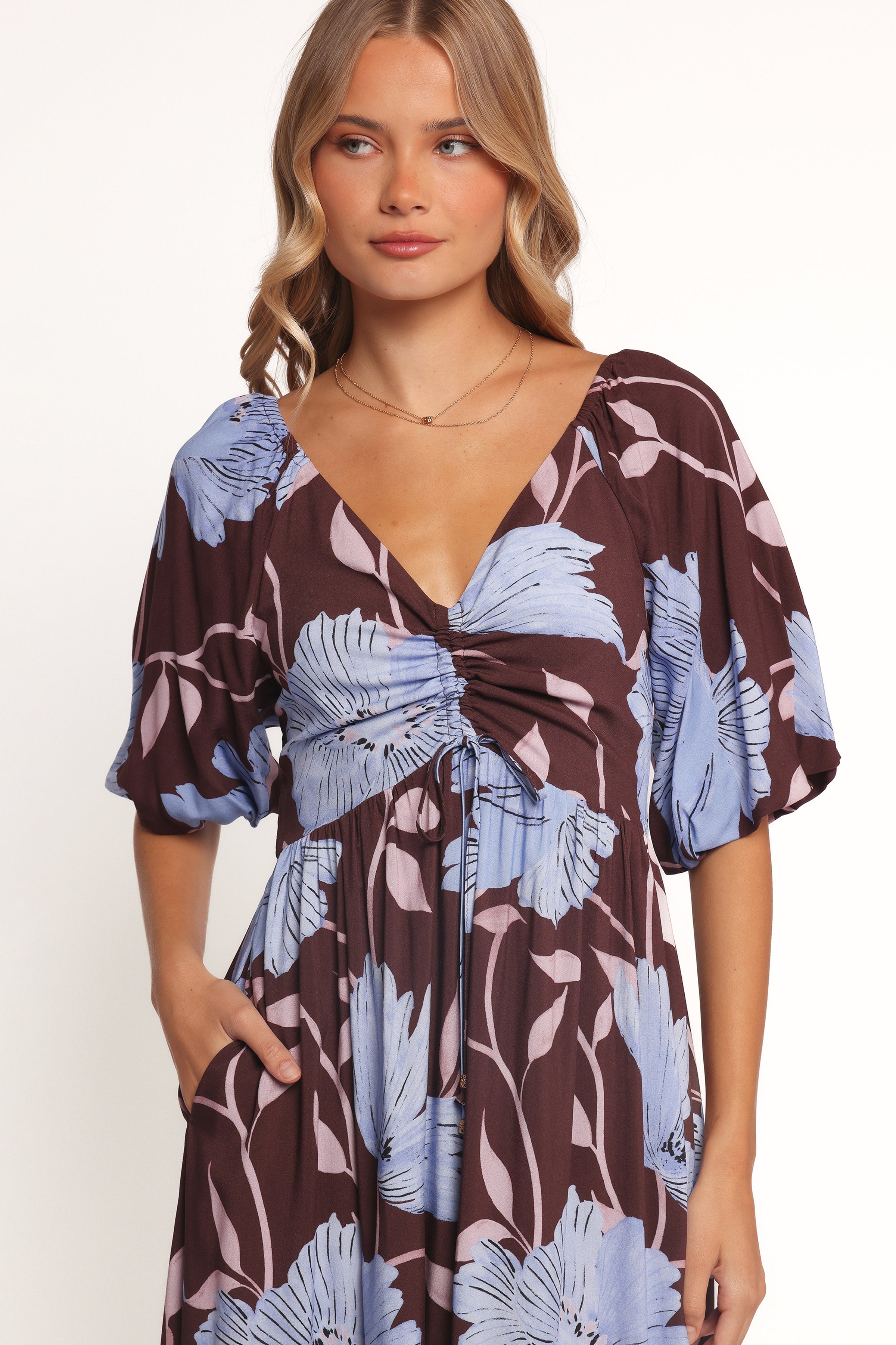 Petal and Pup USA DRESSES Annabella Maxi Dress - Blue Poppies