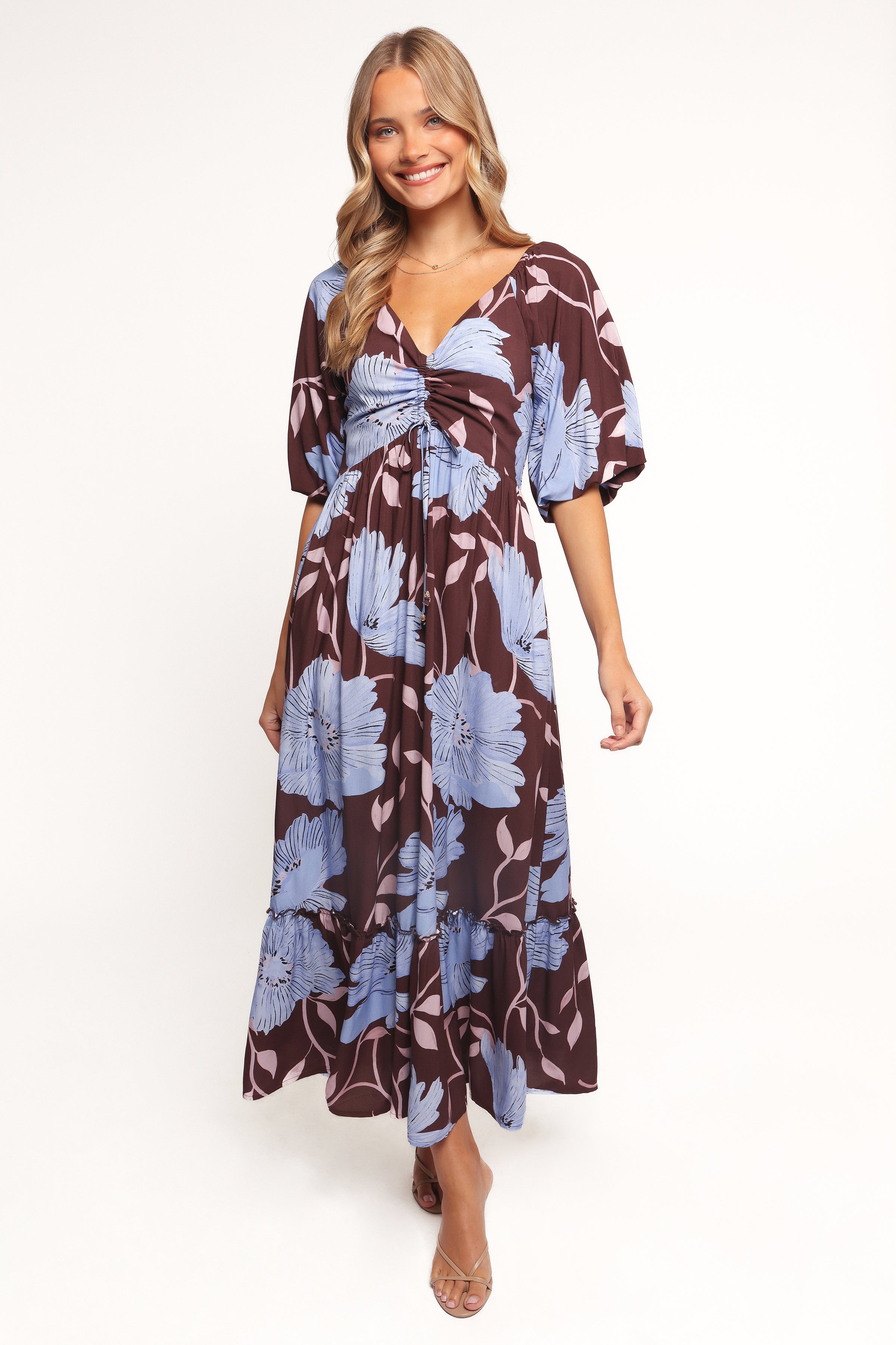 Petal and Pup USA DRESSES Annabella Maxi Dress - Blue Poppies