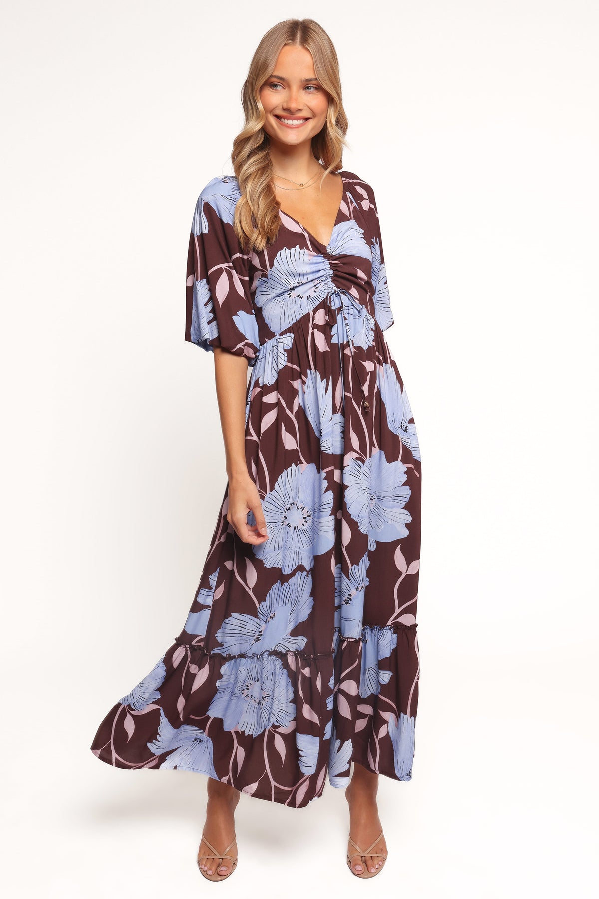 satin yellow maxi dress Deep Crossover Back Satin Maxi Dress With V-Neck
