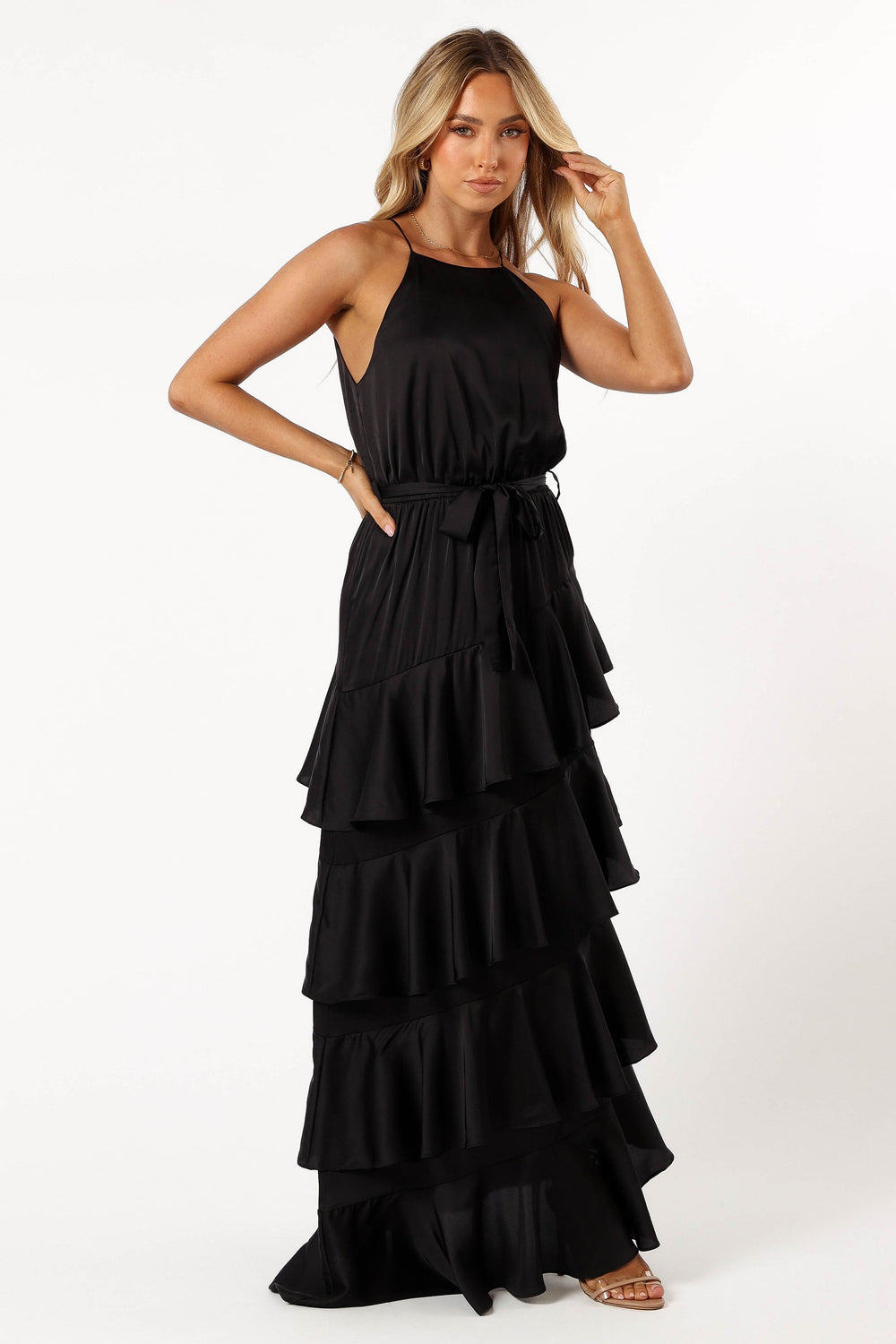 Petal and Pup USA DRESSES Annalise Tiered Maxi Dress - Black