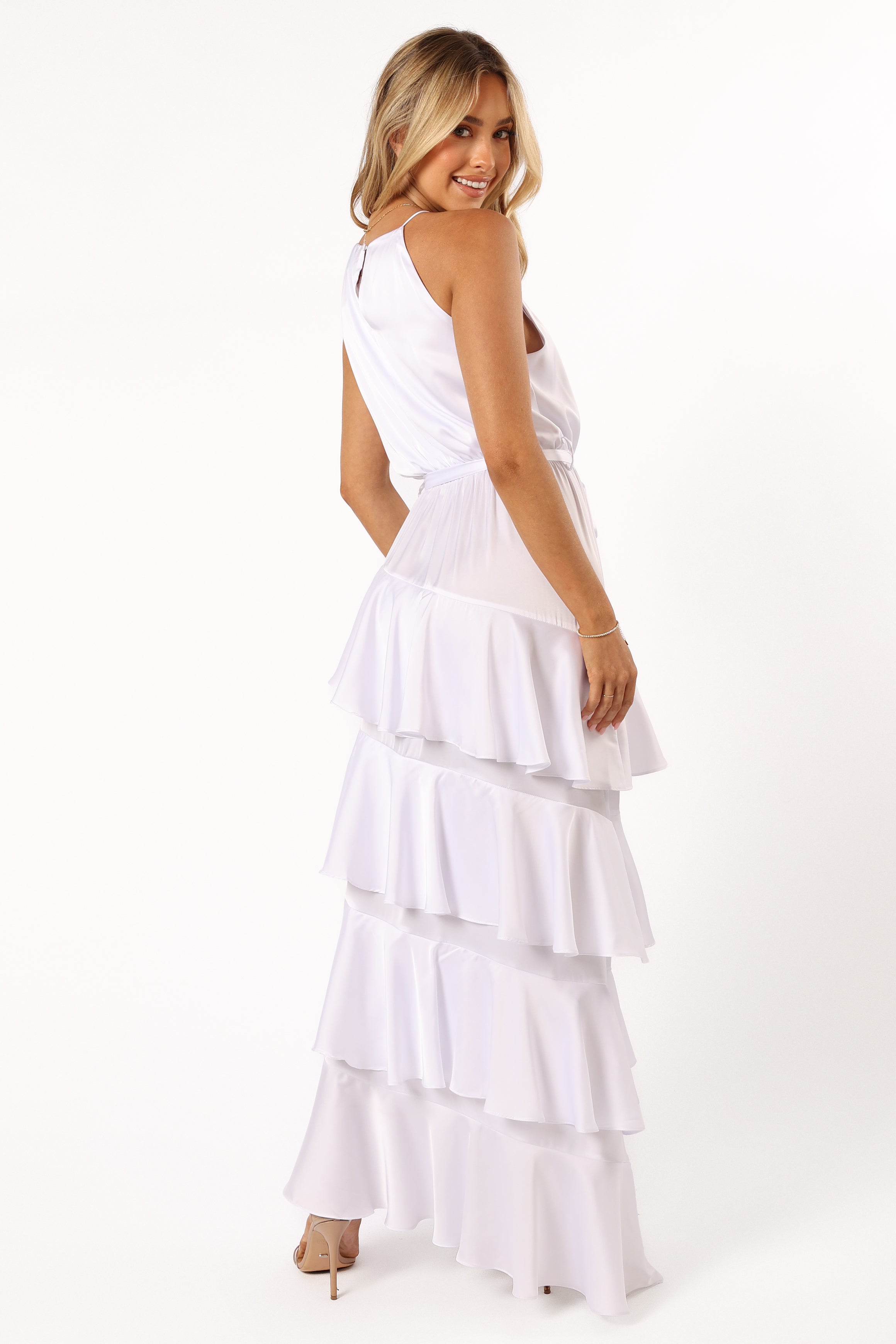 Petal and Pup USA DRESSES Annalise Tiered Maxi Dress - White