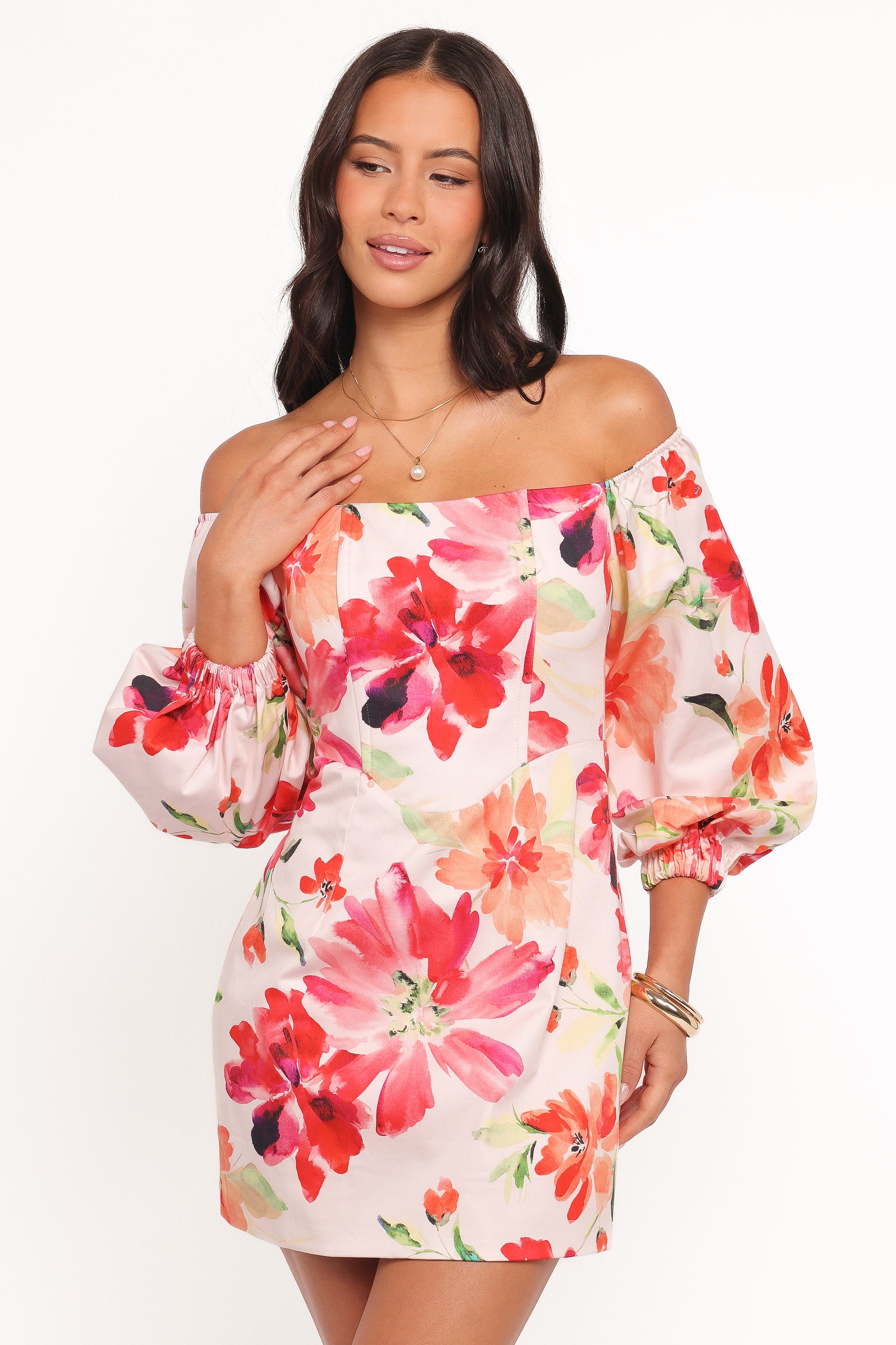 Petal and Pup USA DRESSES Annette Mini Dress - Orange Floral