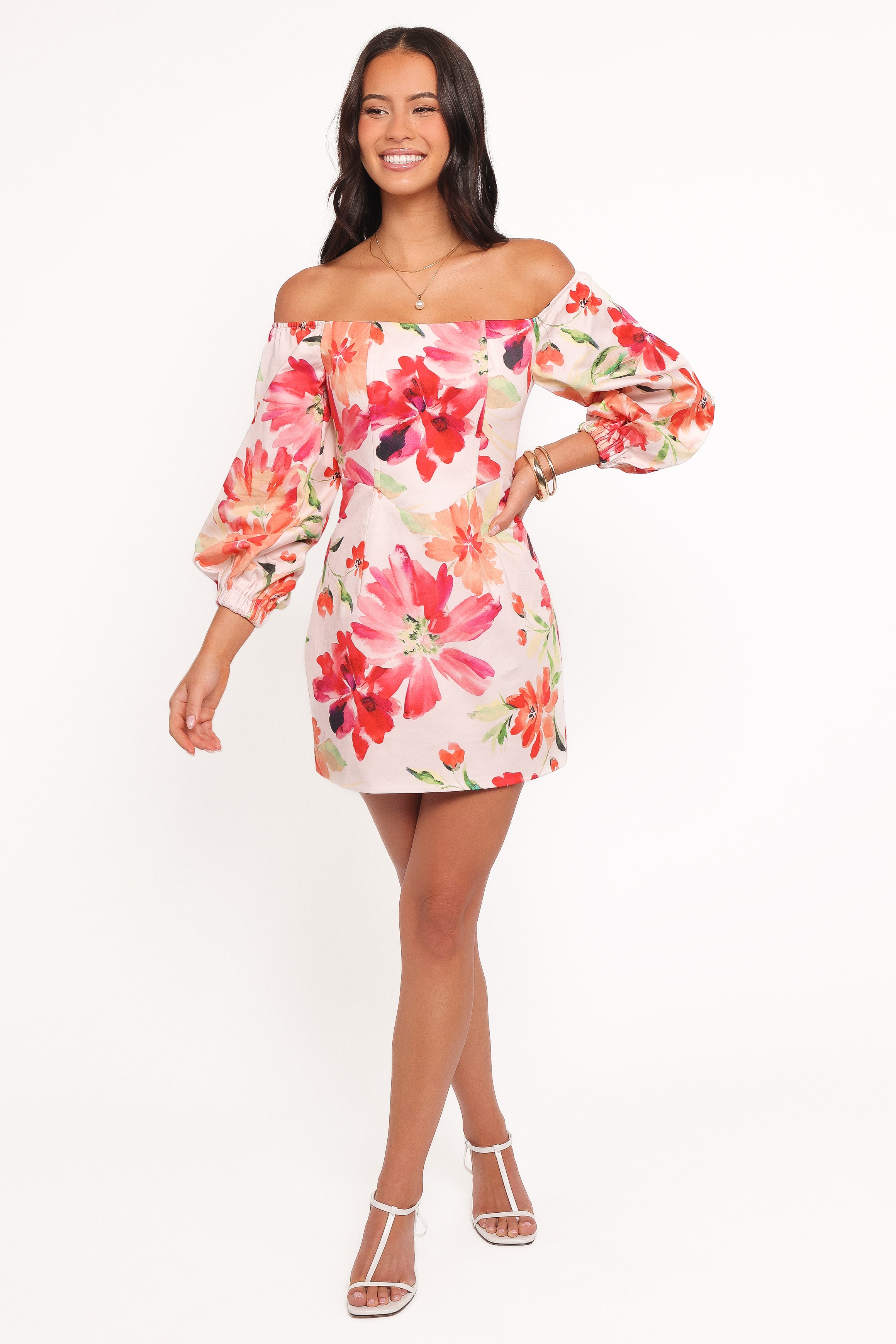 Petal and Pup USA DRESSES Annette Mini Dress - Orange Floral