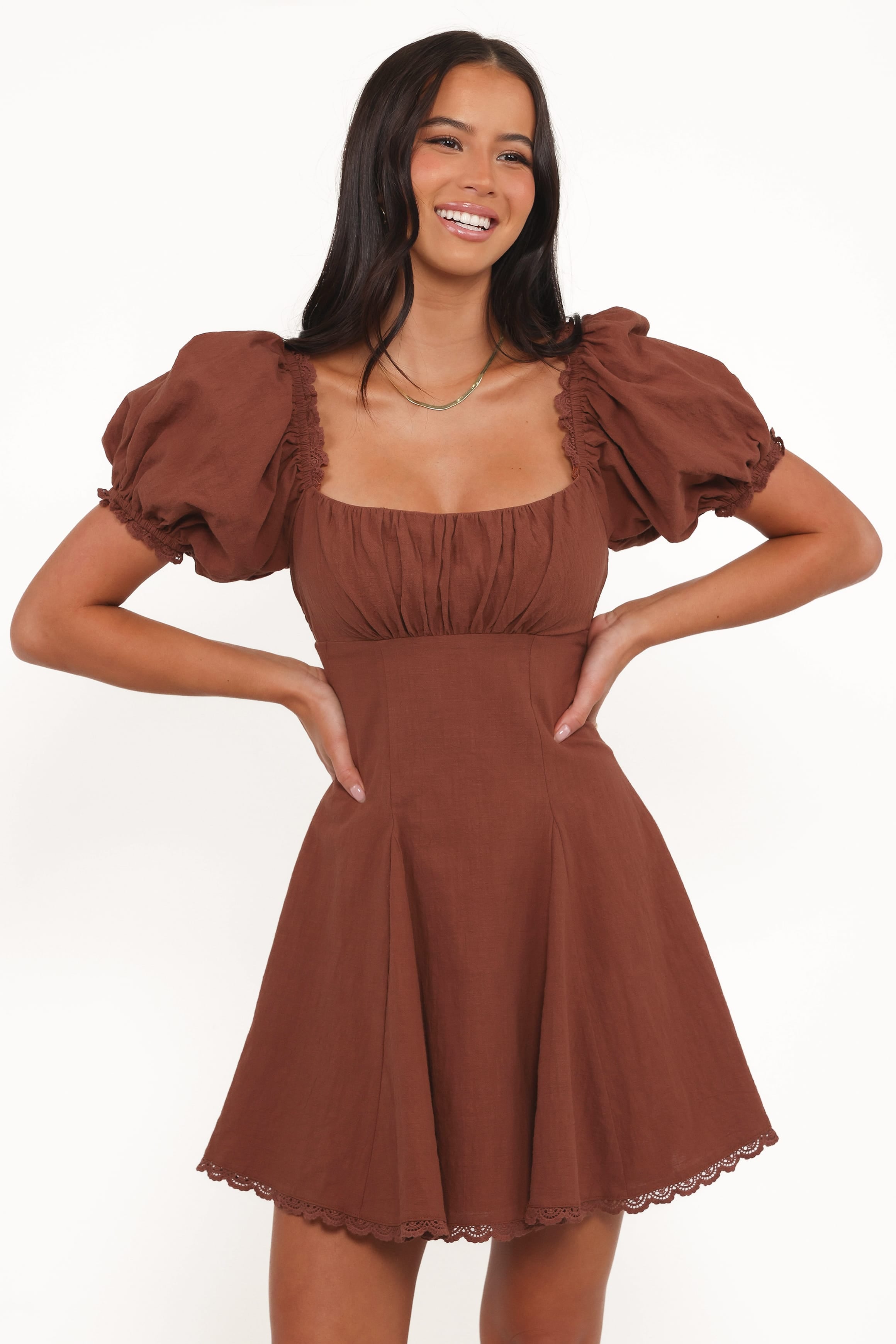 Anora Mini Dress - Cognac | Petal & Pup USA