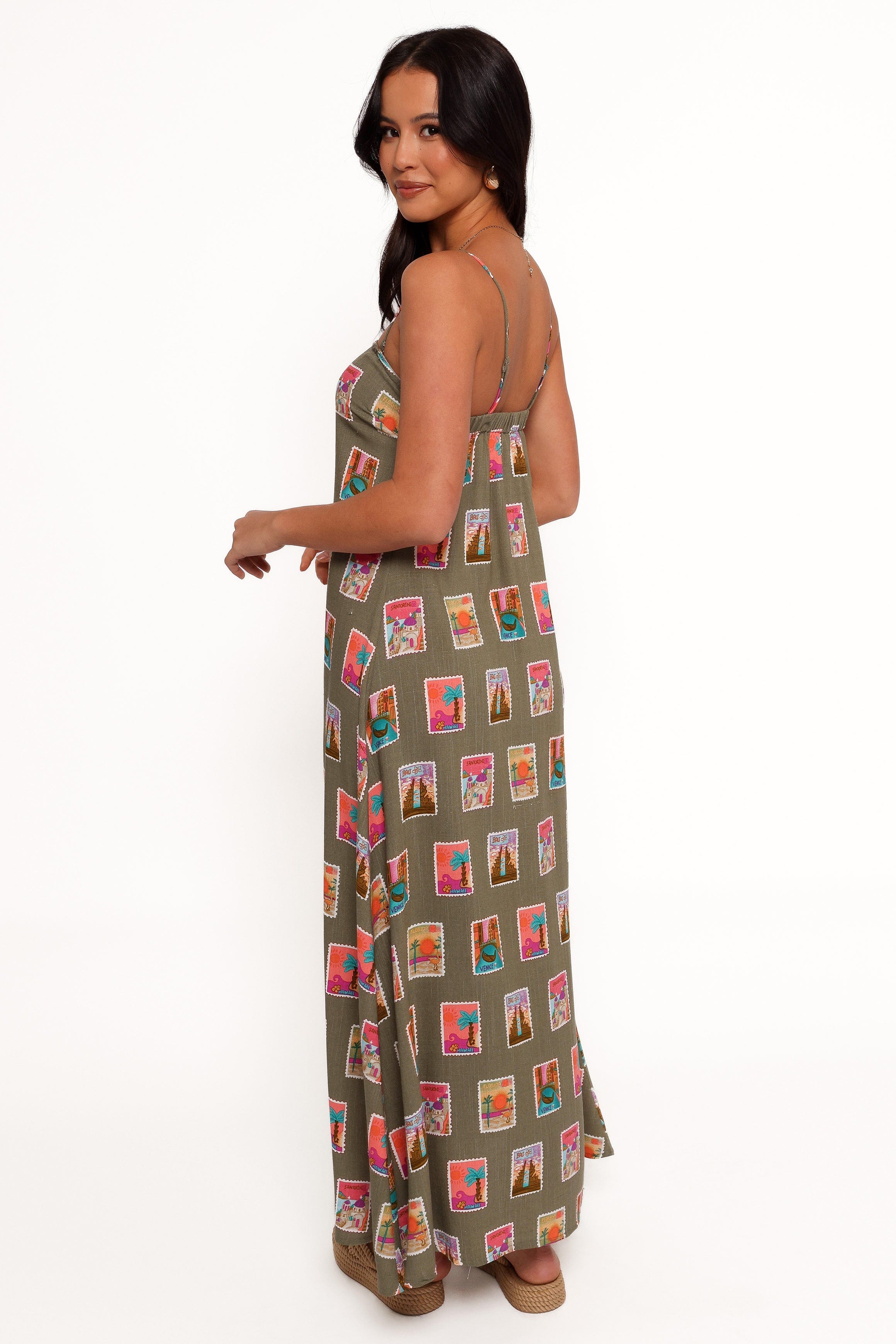 Petal and Pup USA DRESSES Aoife Maxi Dress - Olive Print (Hold for Rack)