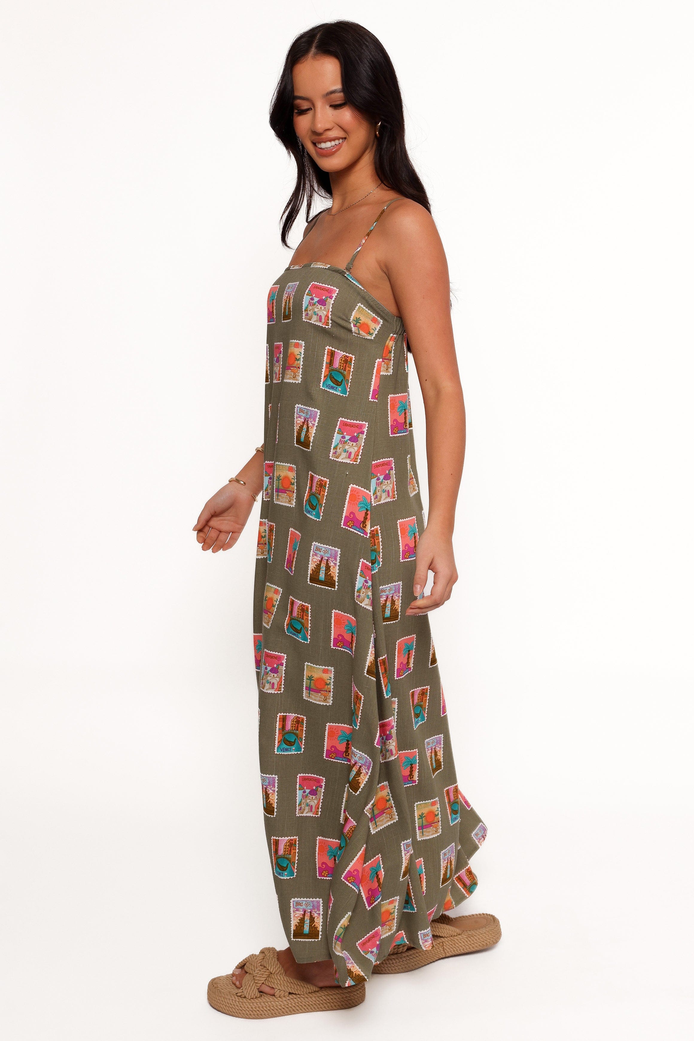 Petal and Pup USA DRESSES Aoife Maxi Dress - Olive Print (Hold for Rack)