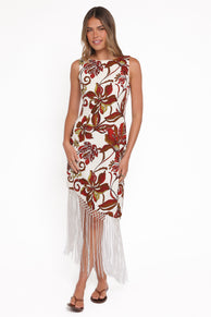 Petal and Pup USA DRESSES Aquarius Midi Dress - Brown Floral