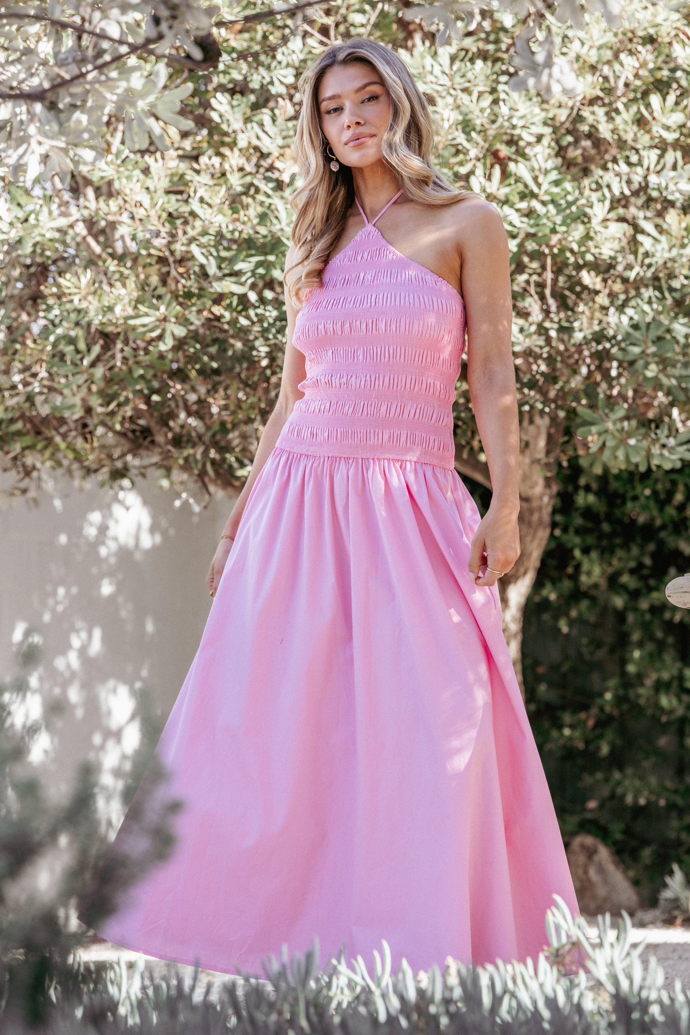 Petal and Pup USA DRESSES Aradia Halter Maxi Dress - Pink
