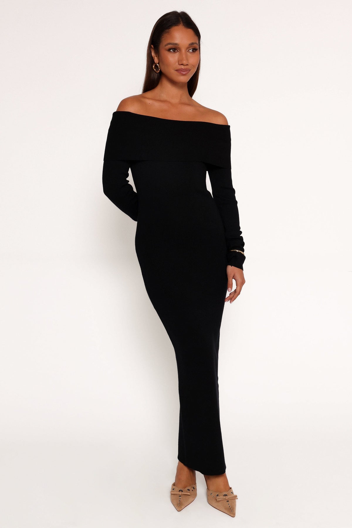 all over my body midi dress black Petal and Pup Women's Archie Off The Shoulder Size:Us Size 16W desk to dinner dress SHEIN Glamour Women Black Twisted neckline detail