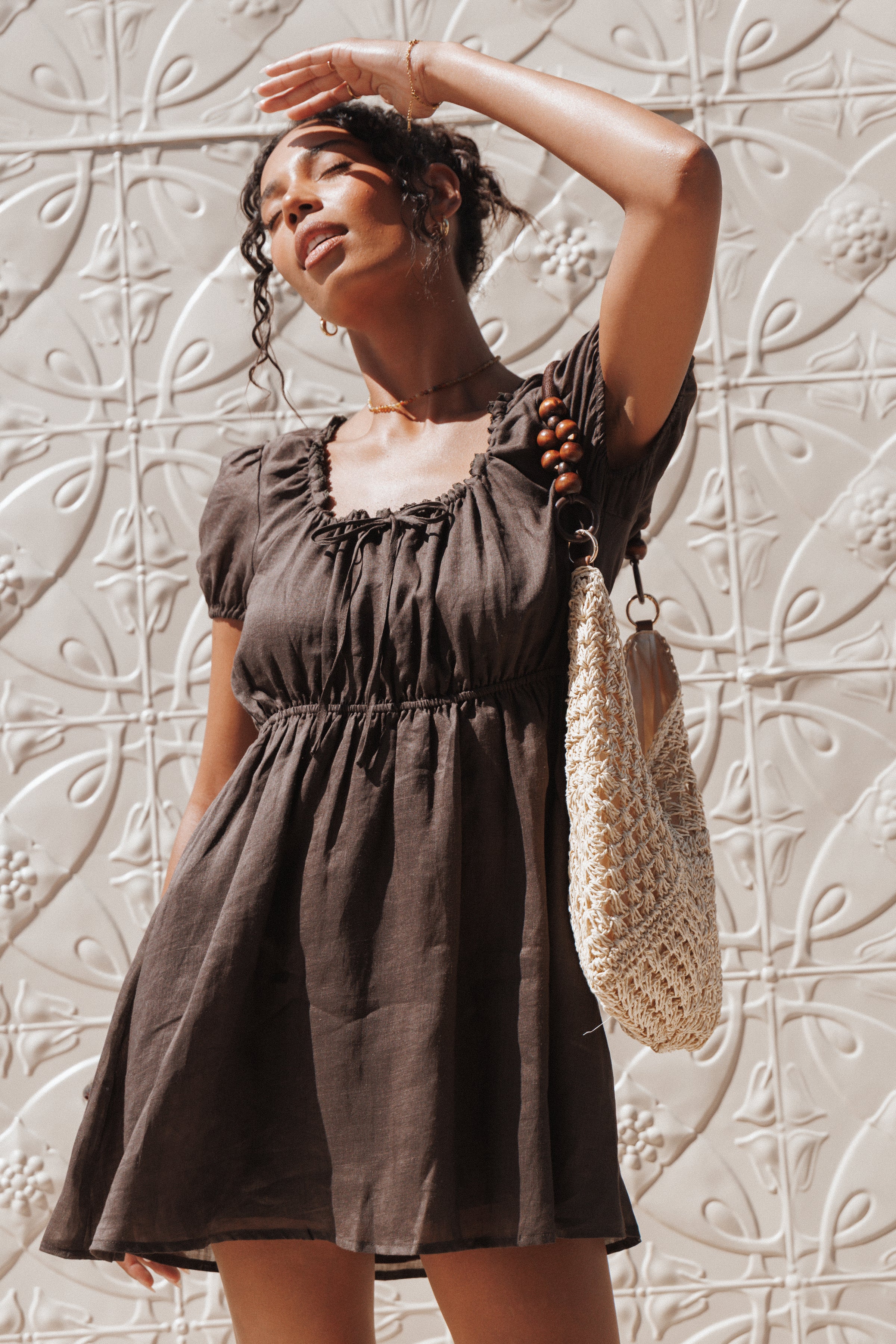 Petal and Pup USA DRESSES Arista Mini Dress - Espresso