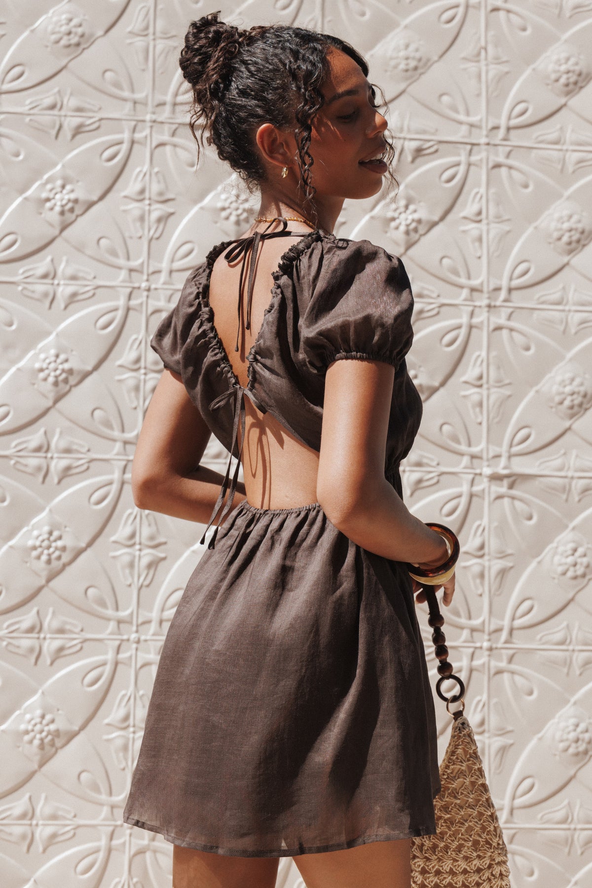 espresso brown dress Halvar Linen Maxi Dress Brown Espresso