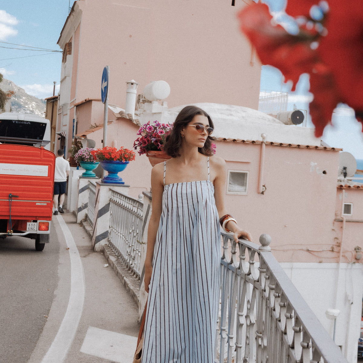 Arletta Maxi Dress - Blue/Brown Stripe