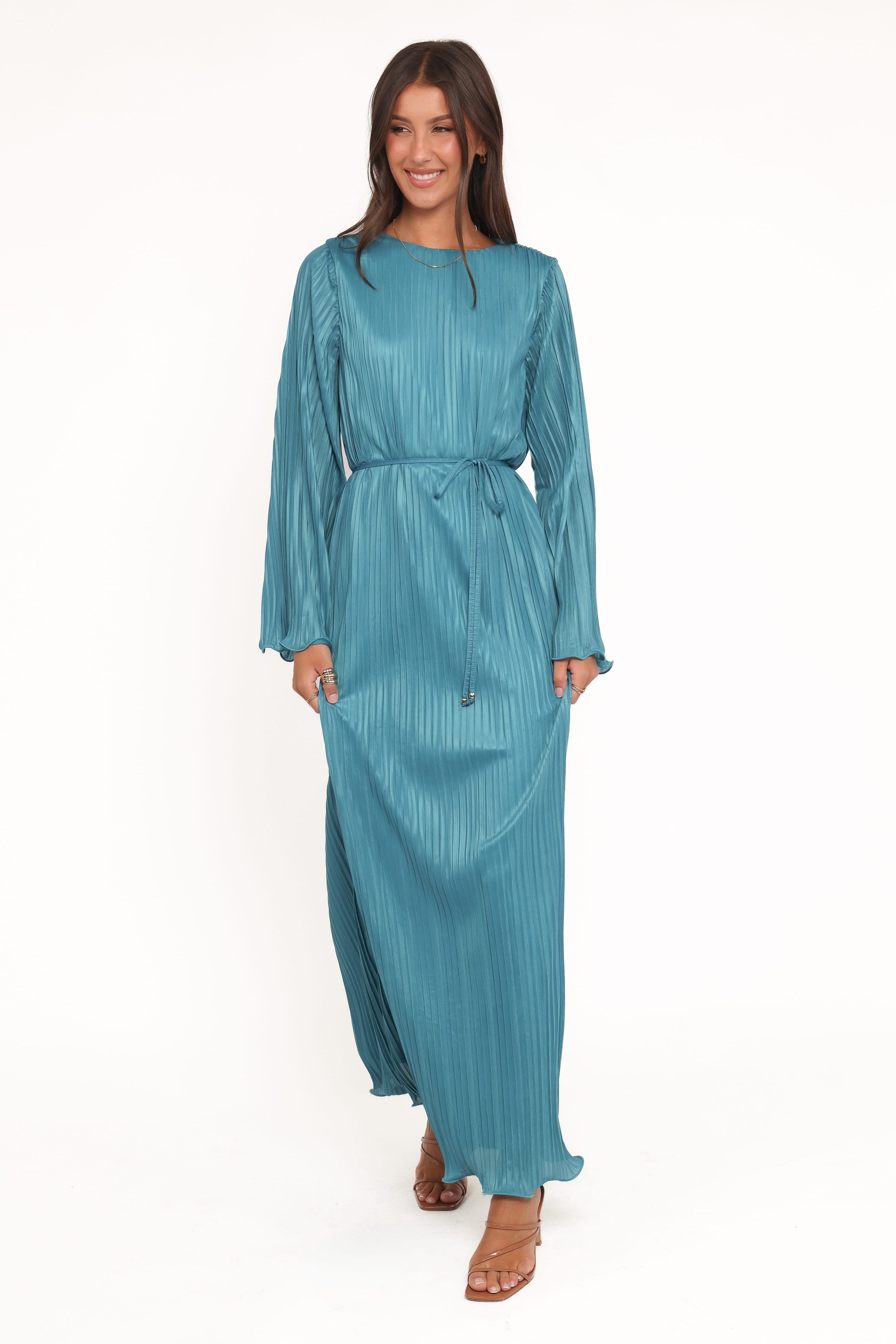 Petal and Pup USA DRESSES Armena Long Sleeve Maxi Dress - Teal
