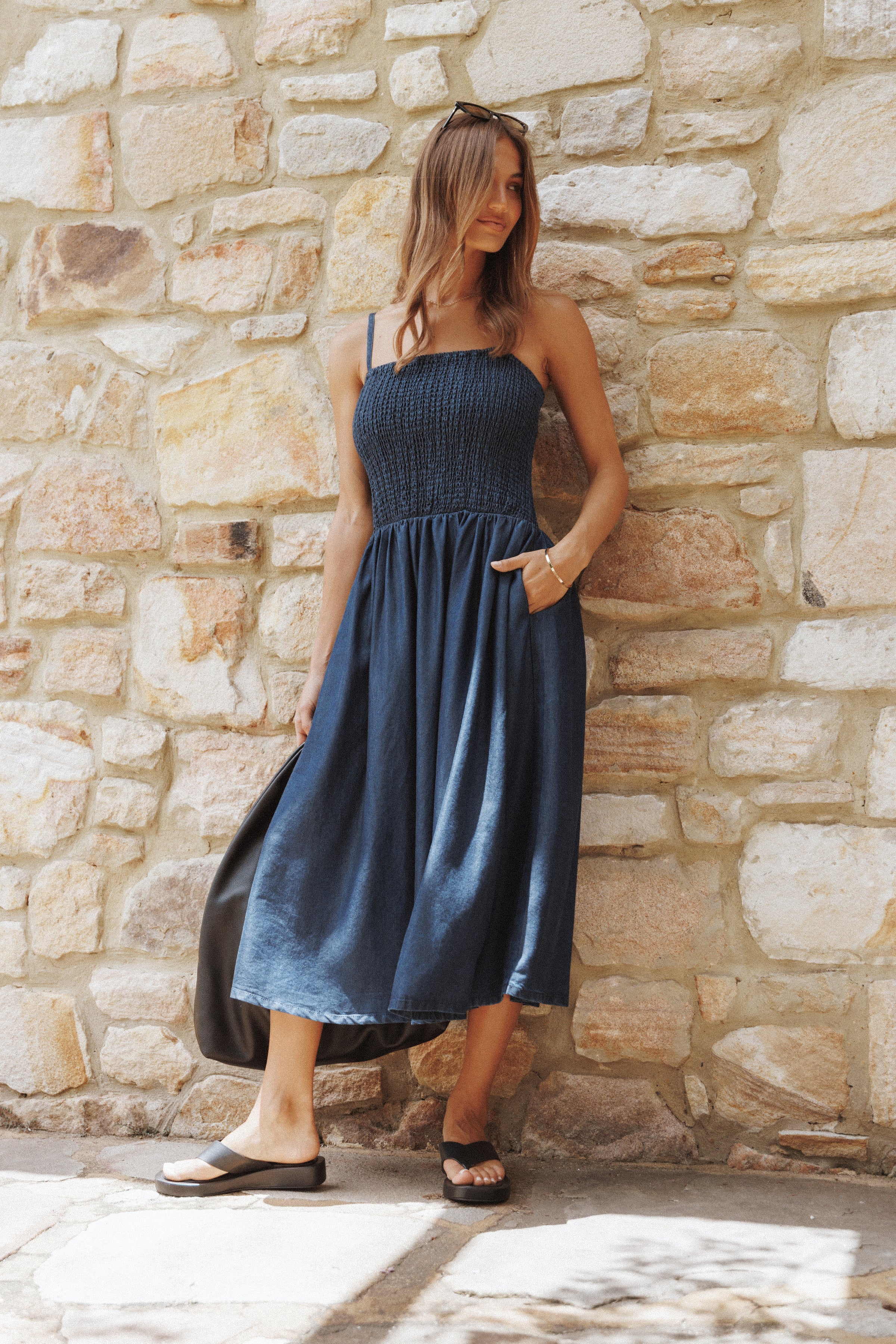 Petal and Pup USA DRESSES Arnika Midi Dress - Blue